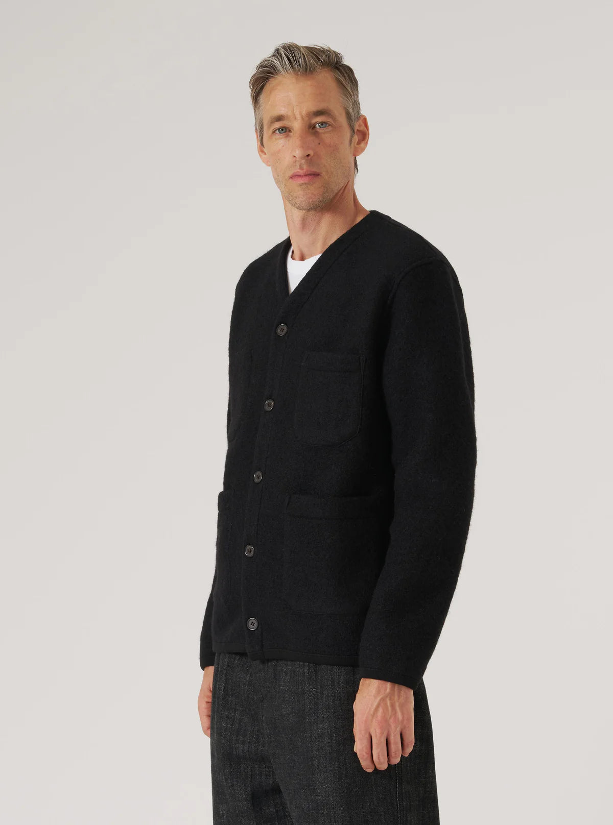 Universal Works Cardigan Wool Fleece Black