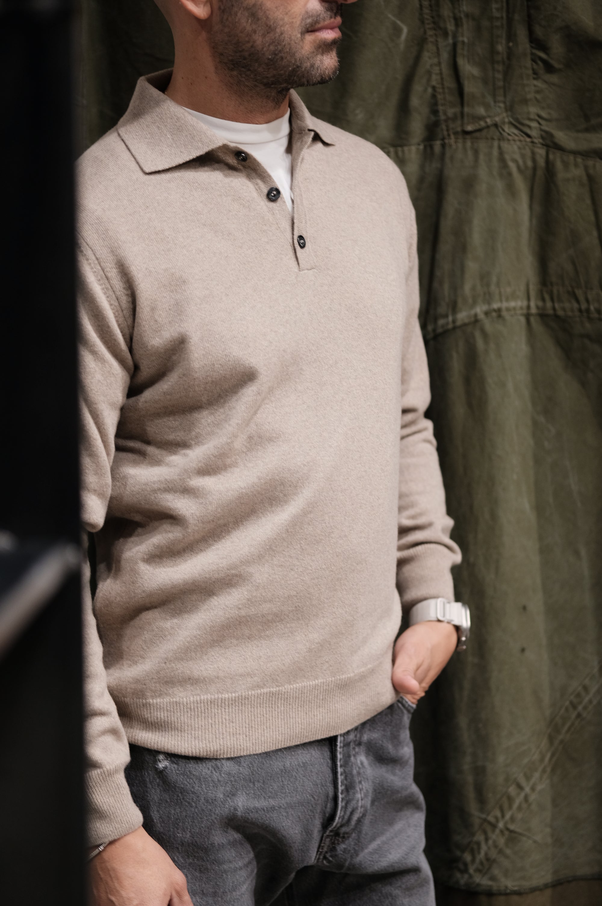 Gaffi & Co. Polo Bottoni Cashmere Sabbia