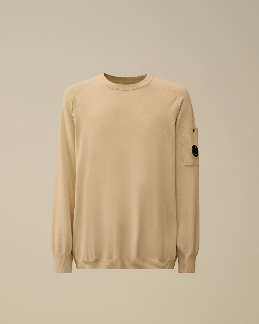 C.P. Company Cotton Crepe Crewneck Lens Sweater Frozen Dew