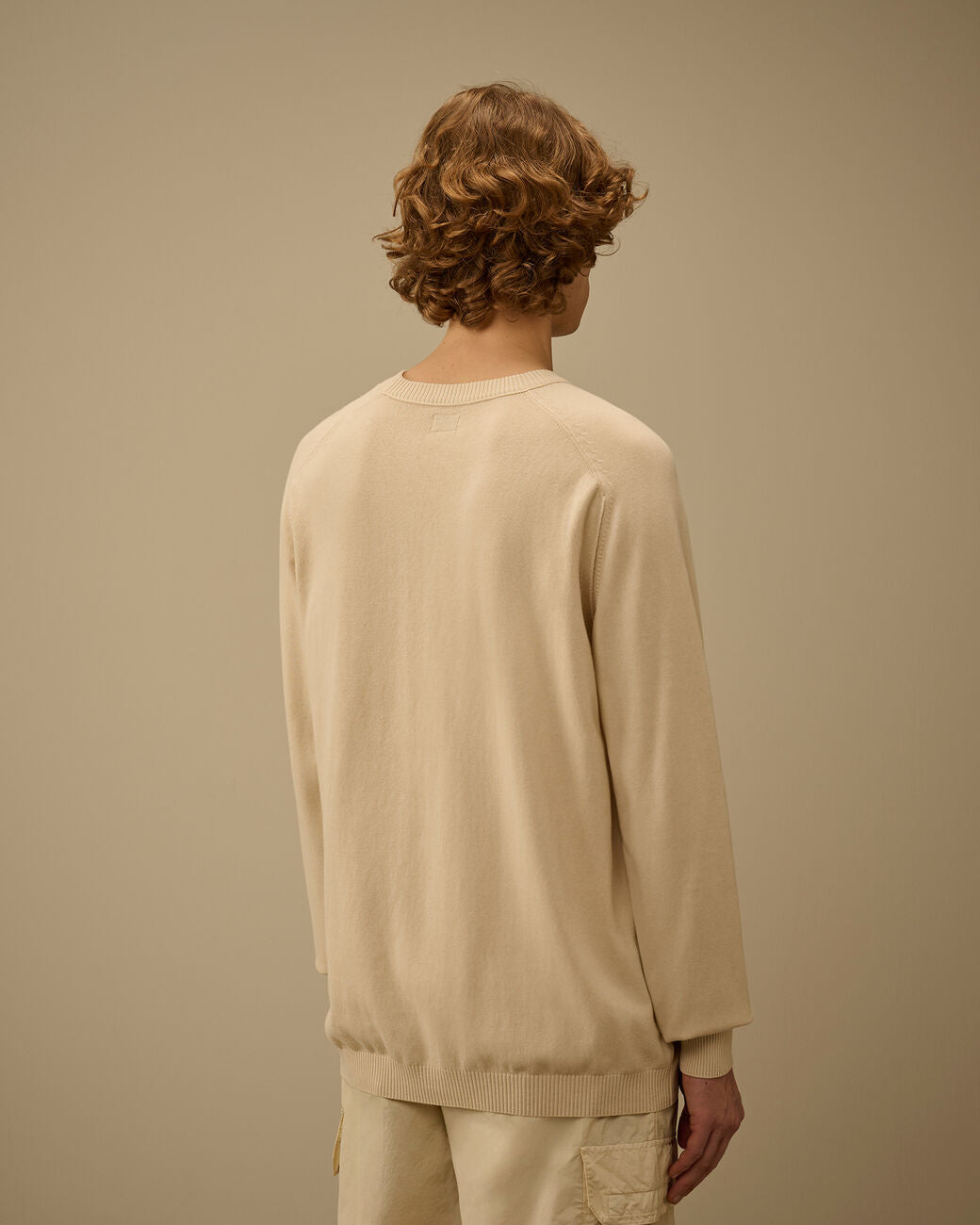 C.P. Company Cotton Crepe Crewneck Lens Sweater Frozen Dew