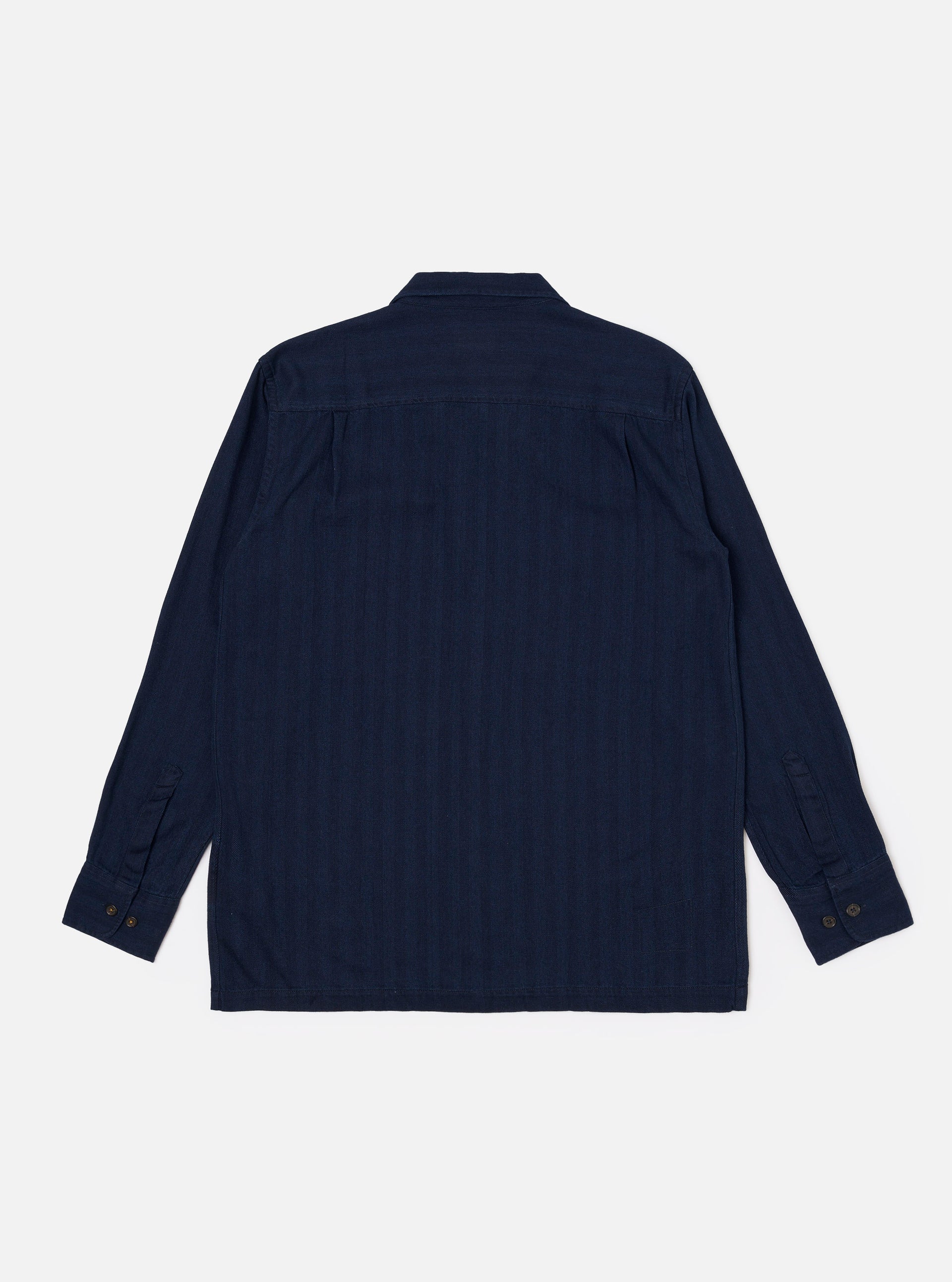 Universal Works Attendant Shirt Herringbone Recycled Indigo NO RESO