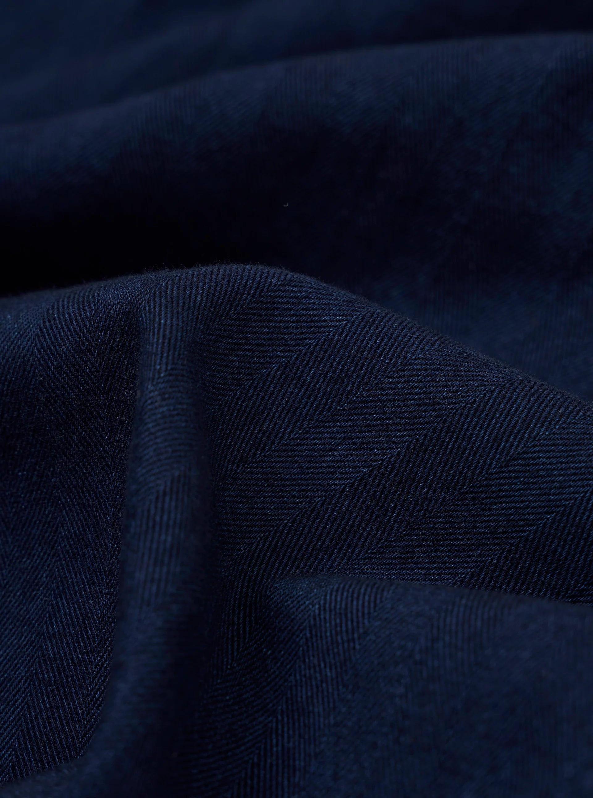 Universal Works Attendant Shirt Herringbone Recycled Indigo NO RESO