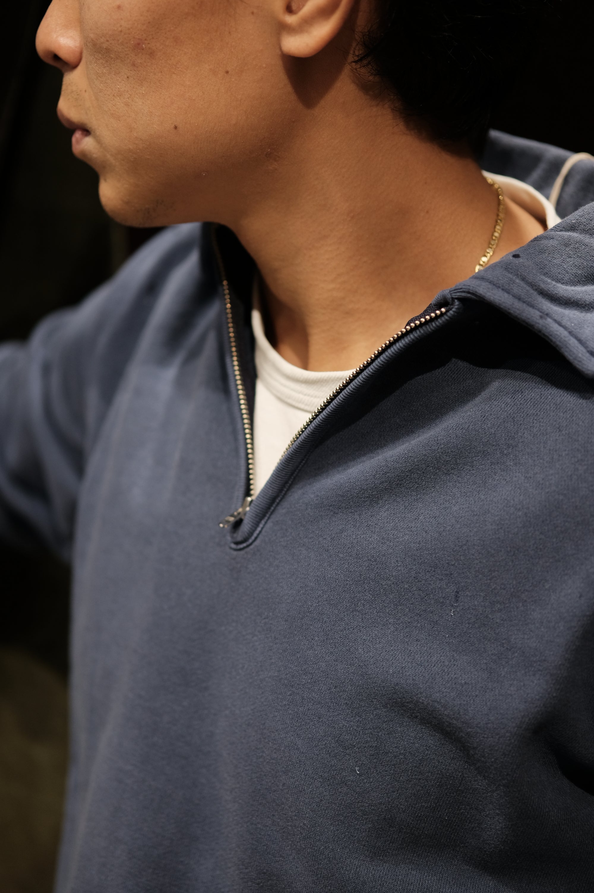 Felco NYC Half Zip Collar Sweat French Terry Italian Navy
