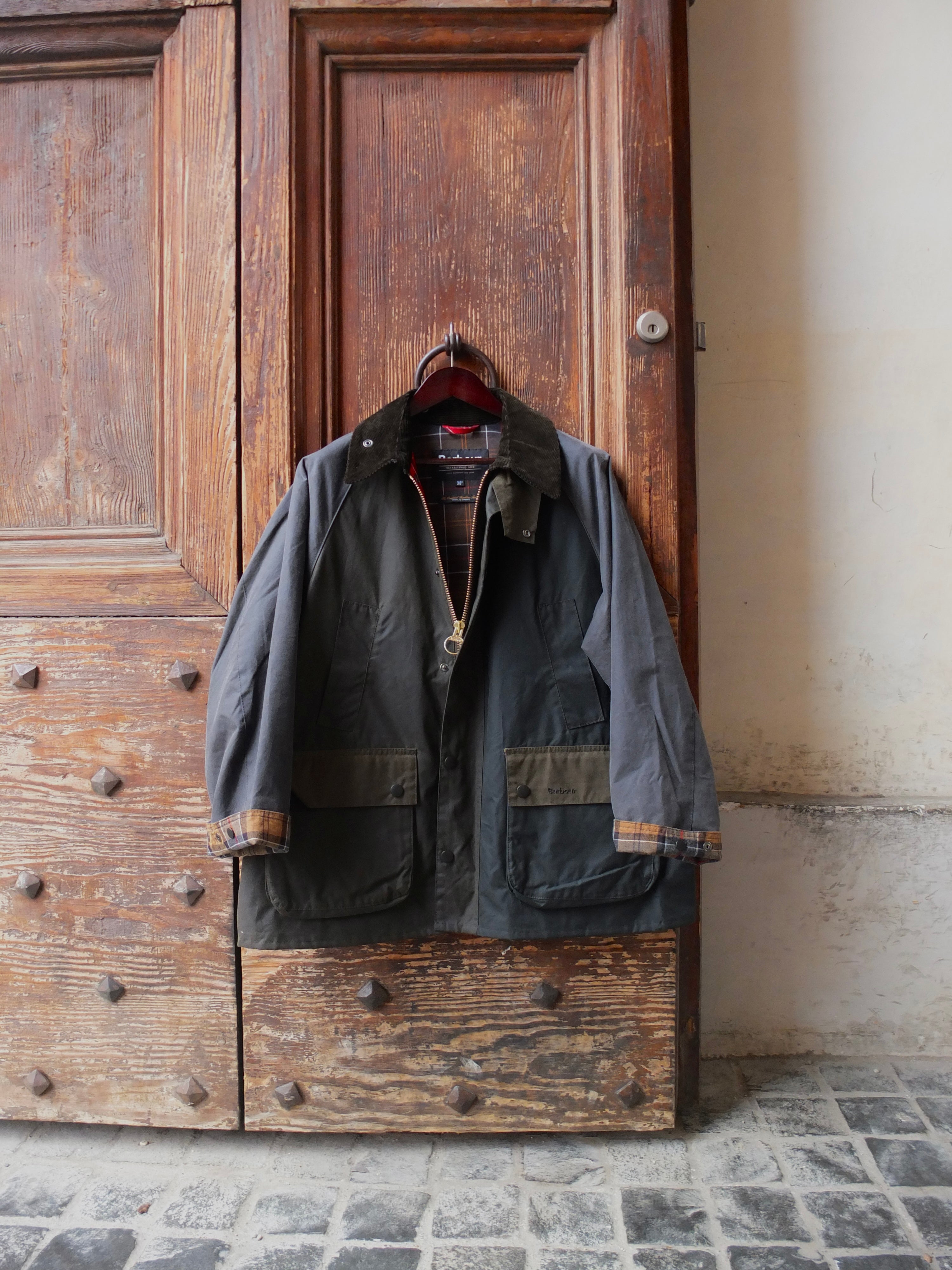 Barbour Patchwork Oversize Bedale Wax Jacket Sage Multi