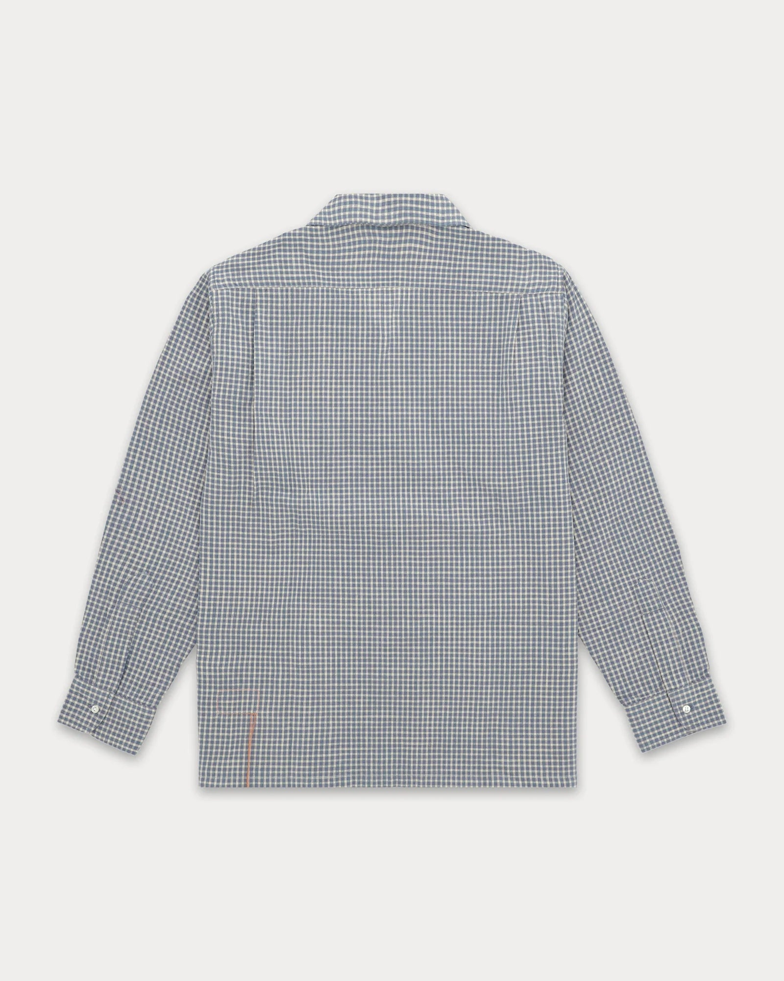 Fortela Baker Vichy Cotton Bowling Shirt Sky