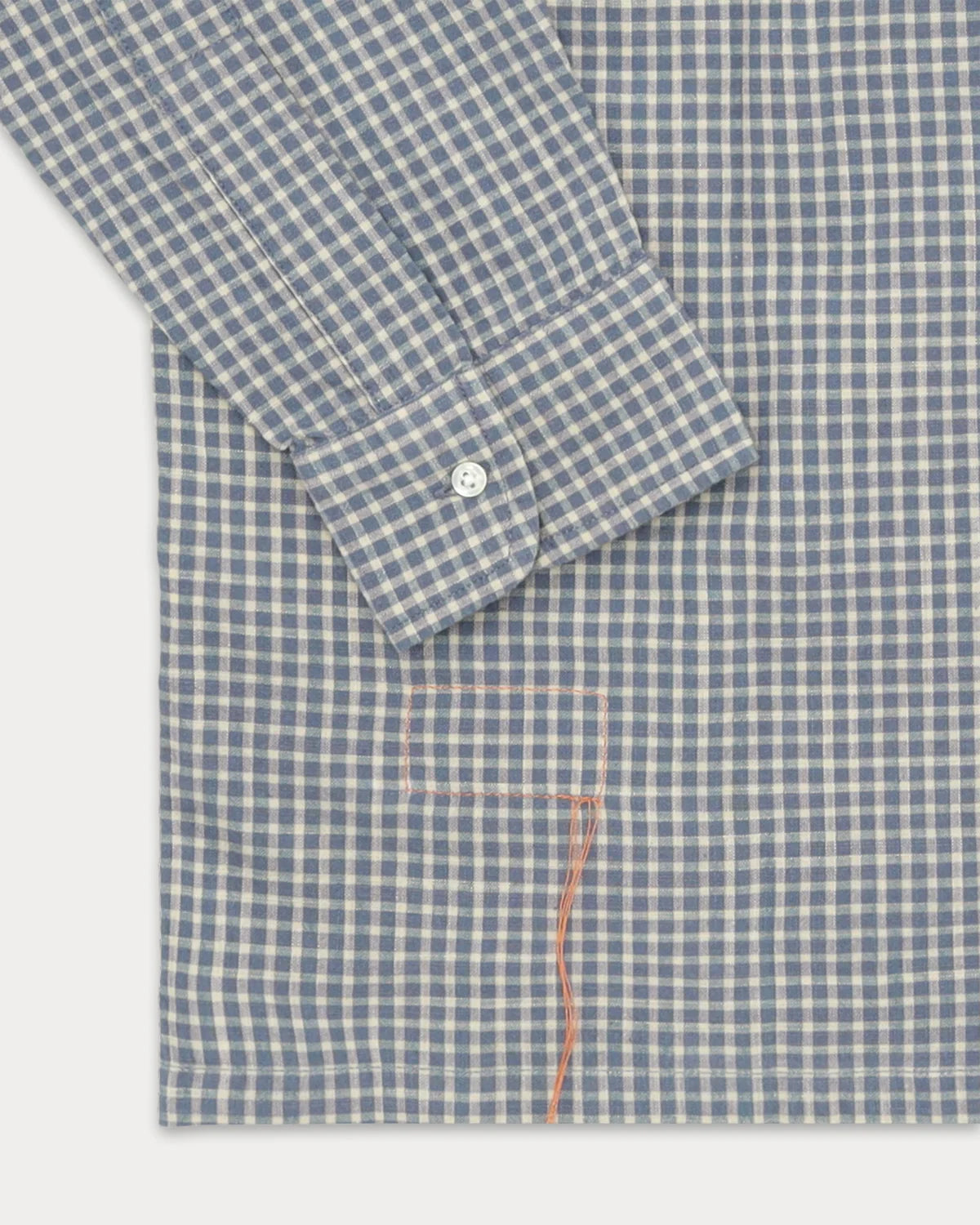 Fortela Baker Vichy Cotton Bowling Shirt Sky