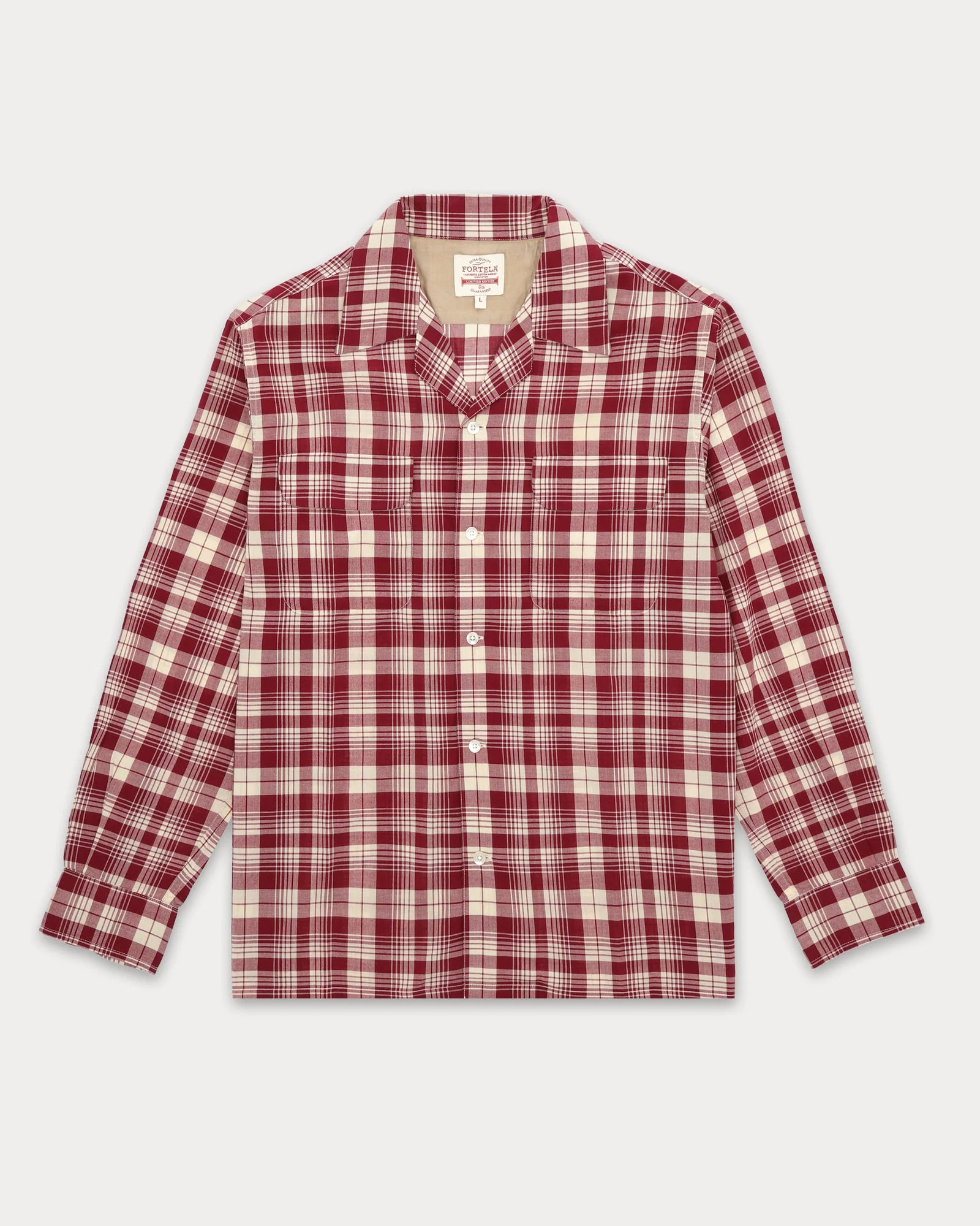 Fortela Baker Tartan Cotton Bowling Shirt Red