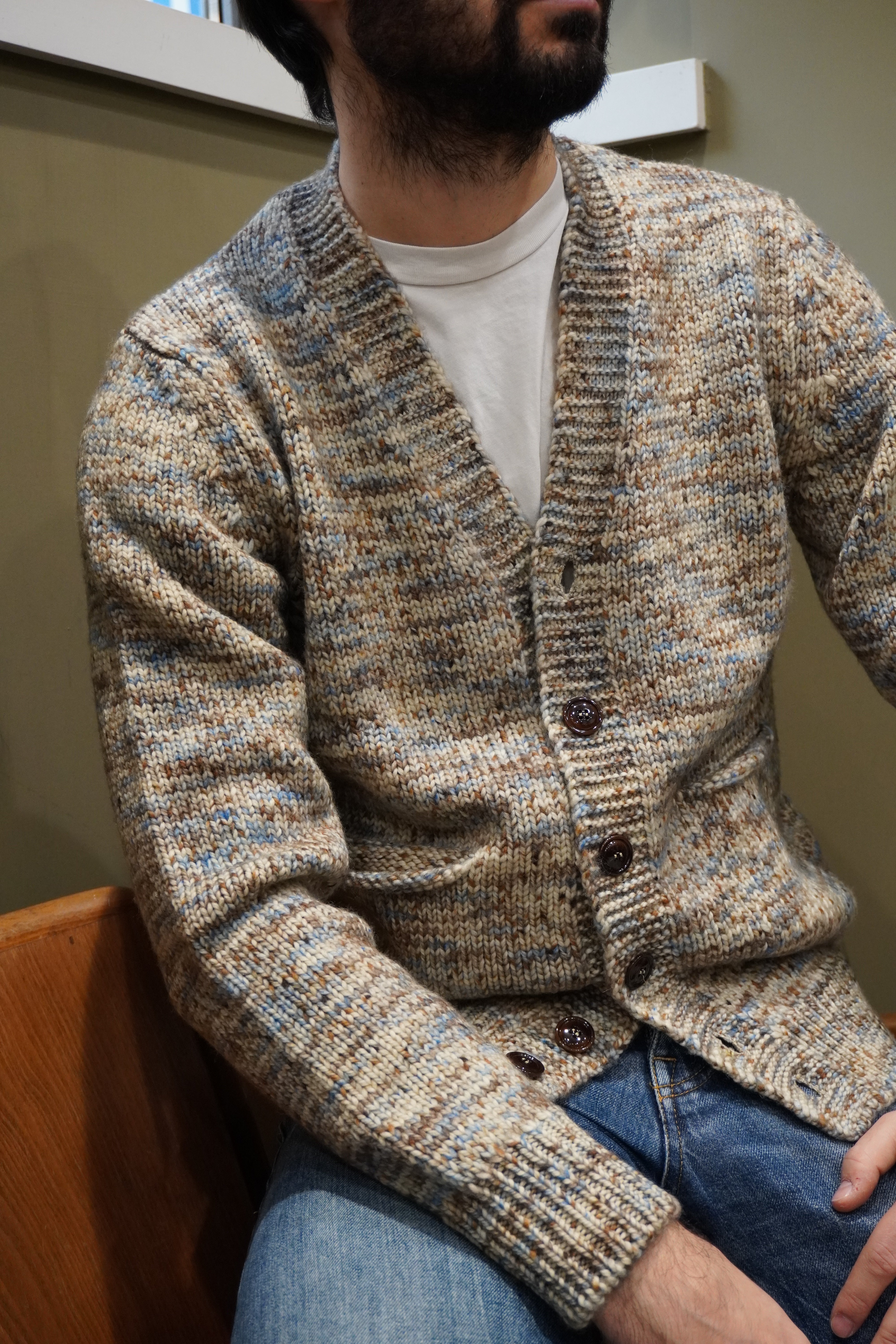 Wool & Co. Cardigan Melange Merinos Beige