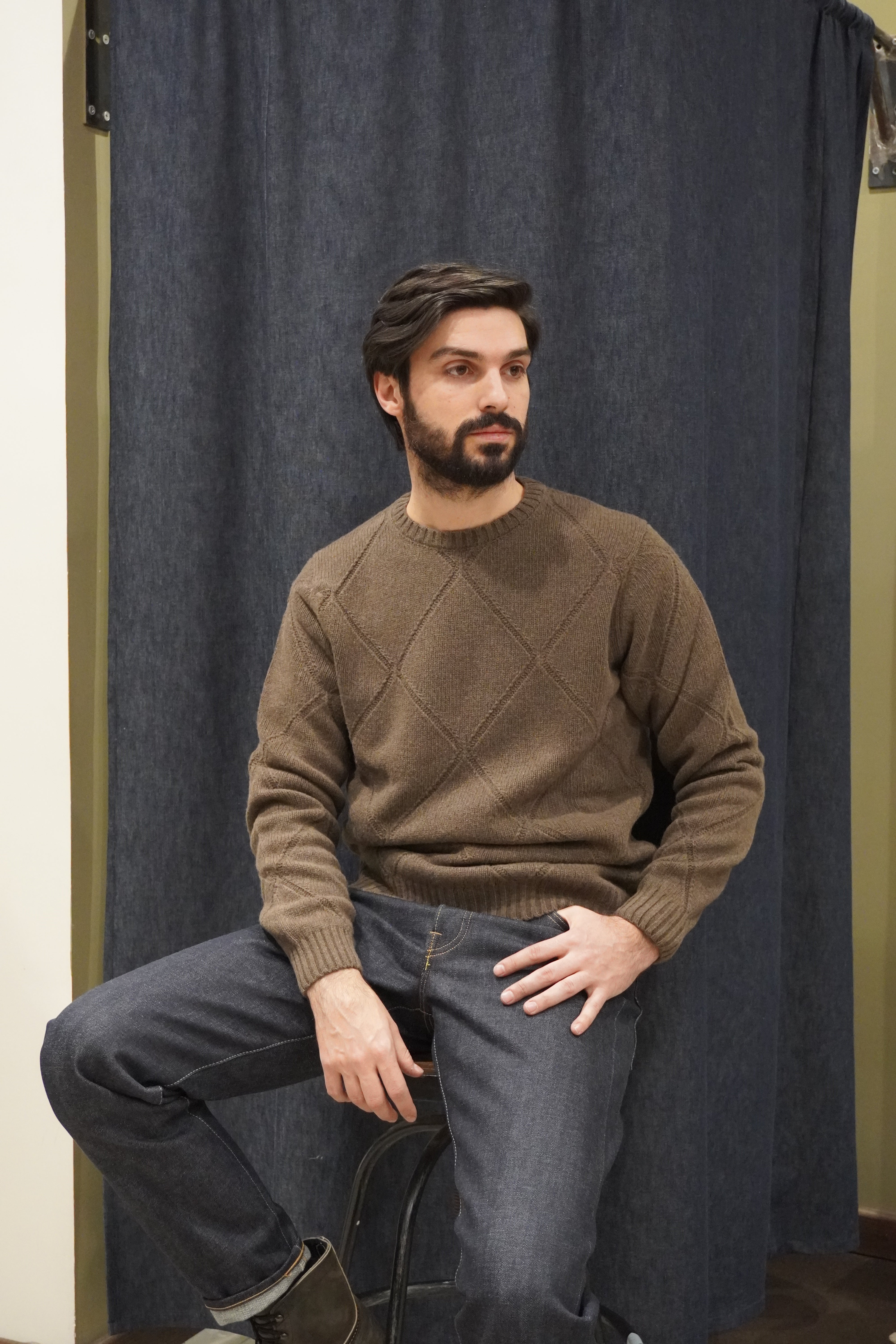 Jeordie's Maglia Girocollo Rombo Caffè