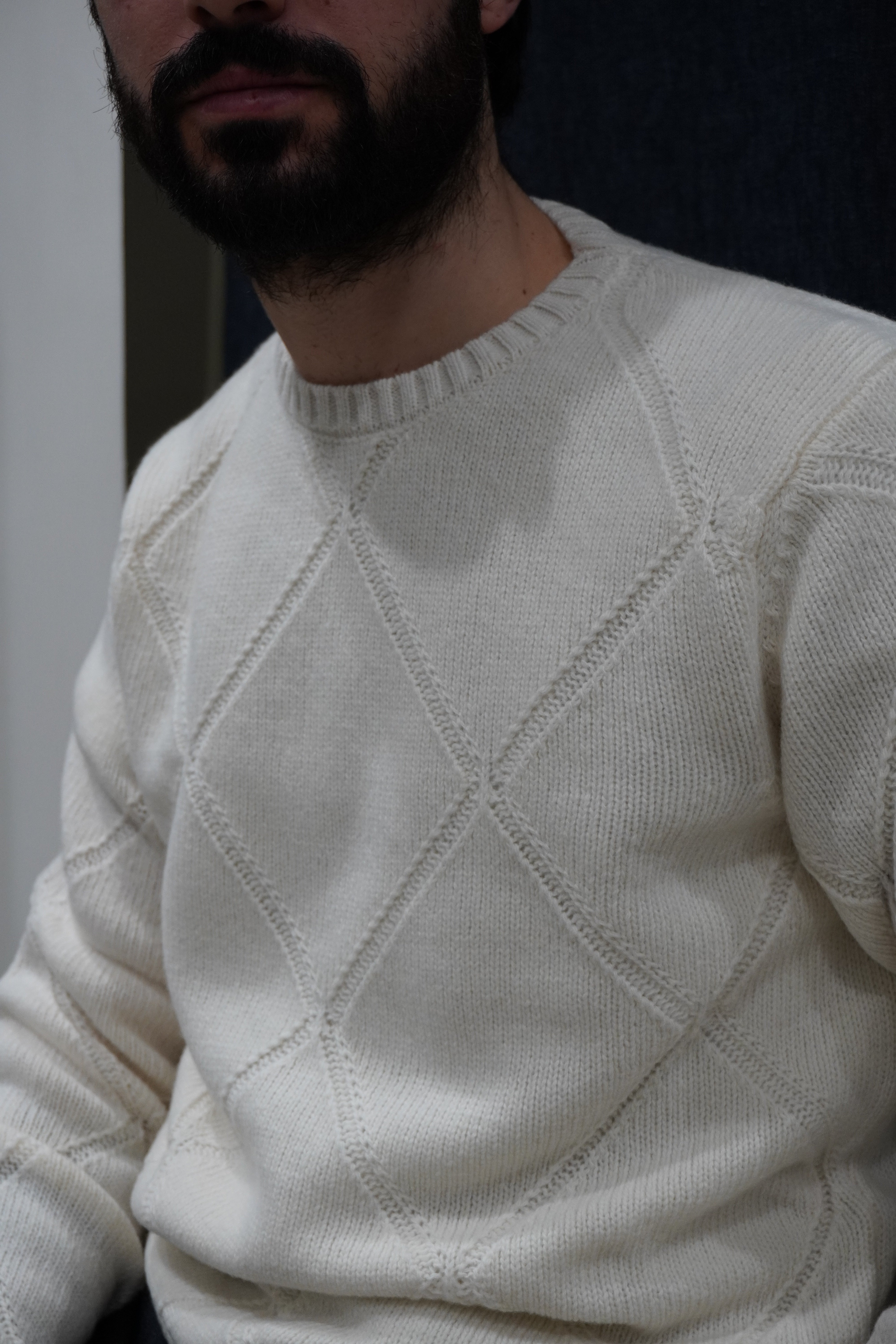 Jeordie's Maglia Girocollo Rombo Latte