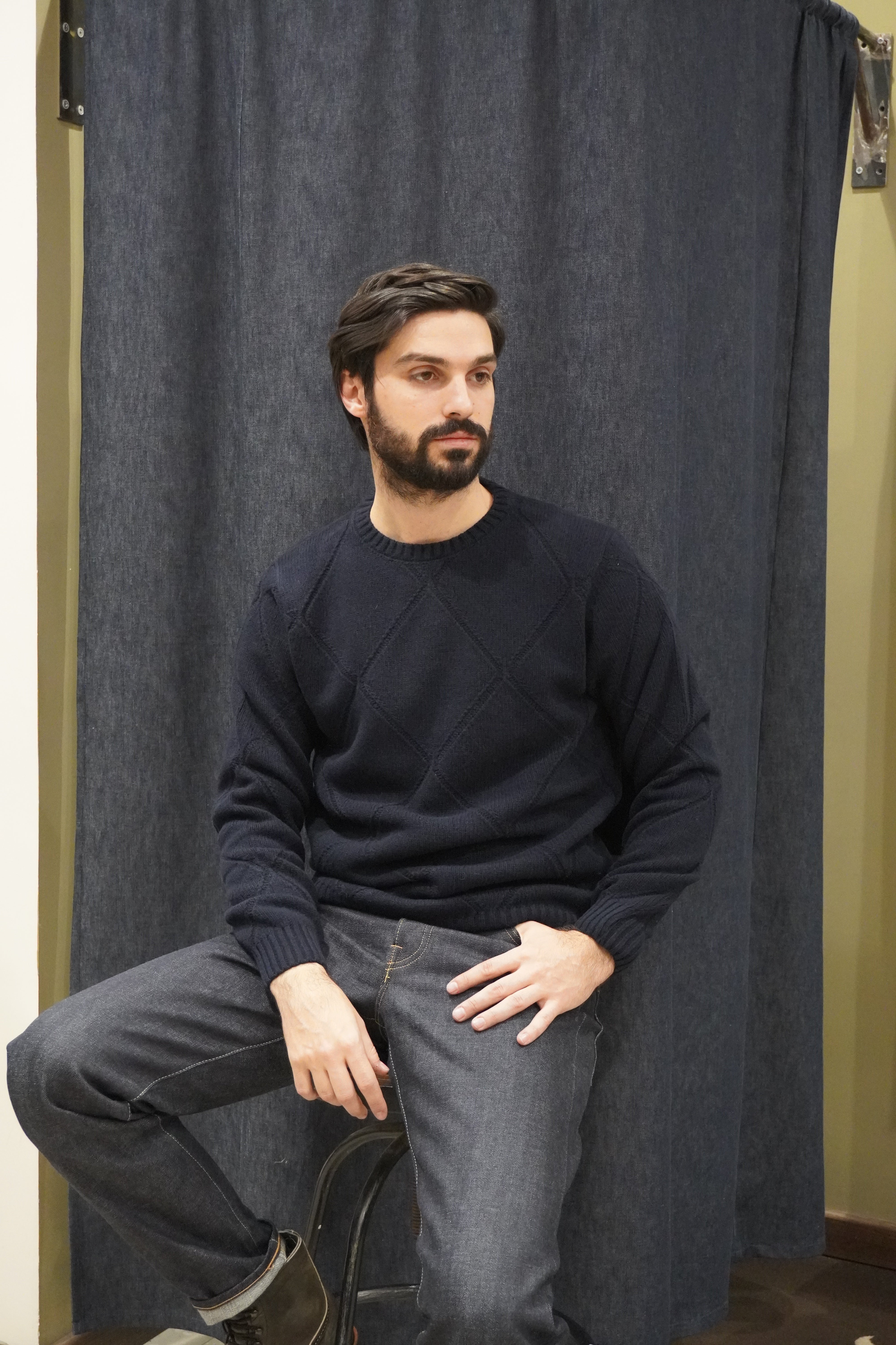 Jeordie's Maglia Girocollo Rombo Blu