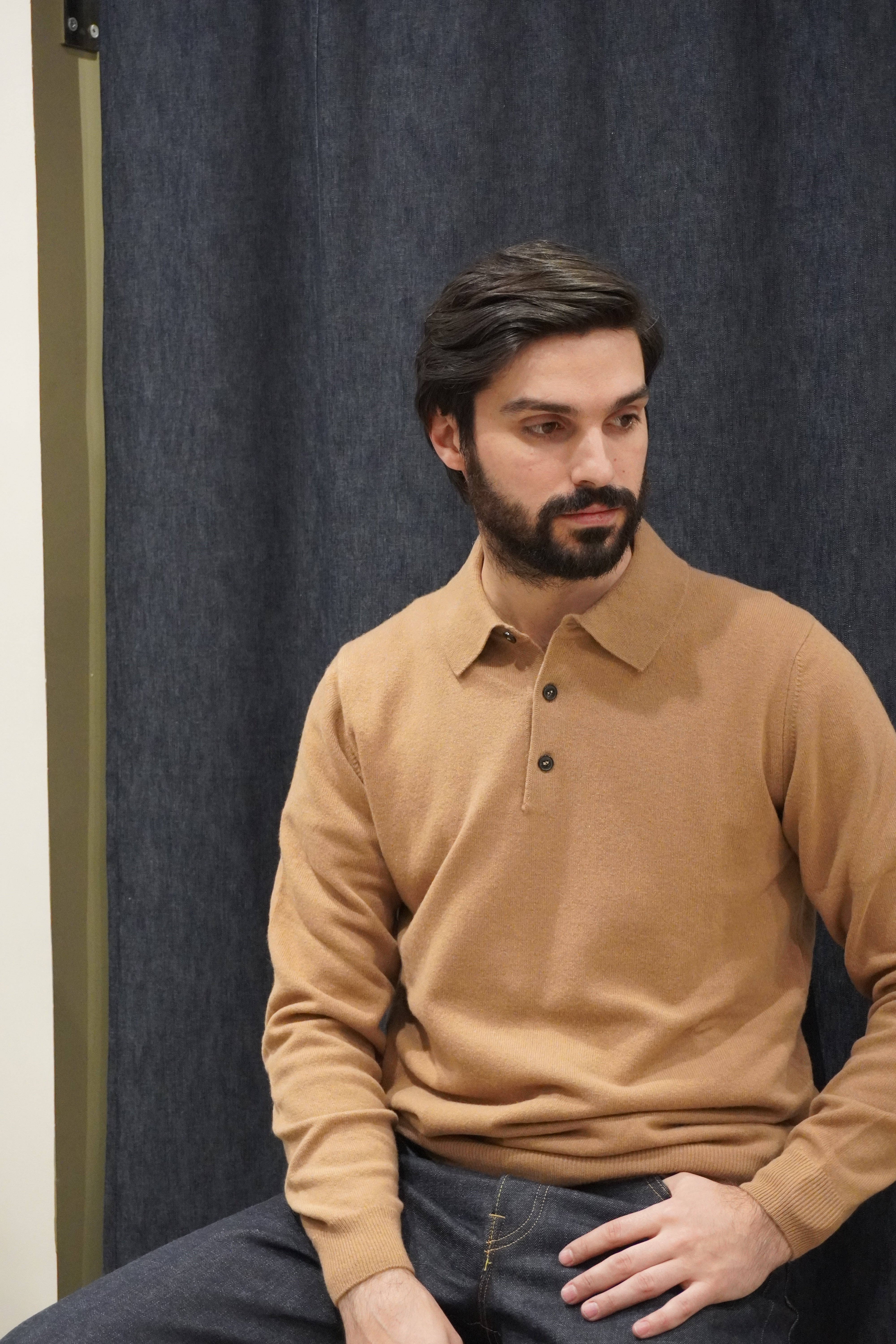 Jeordie's Polo 3 Bottoni Cashmere Camel