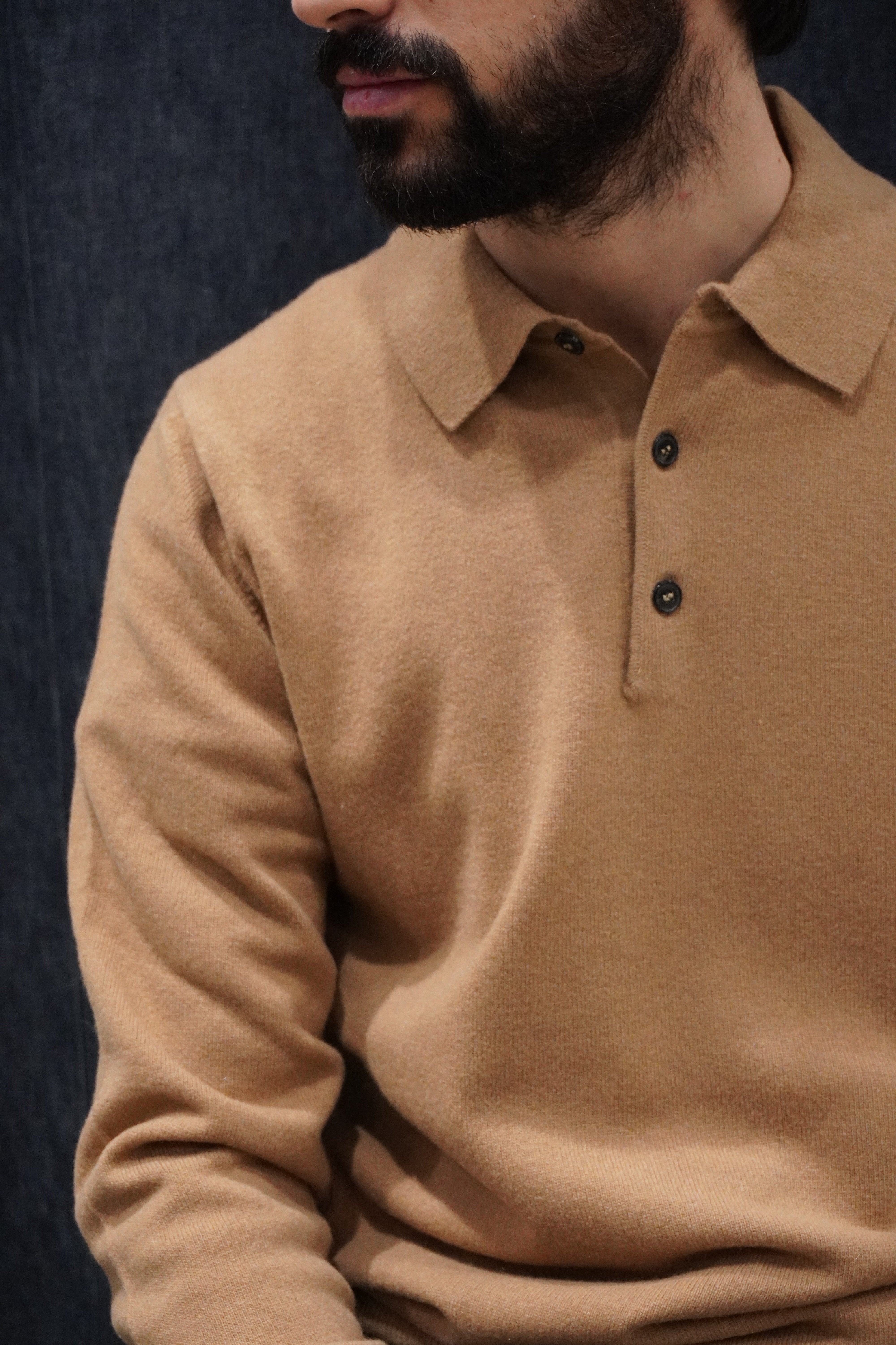 Jeordie's Polo 3 Bottoni Cashmere Camel
