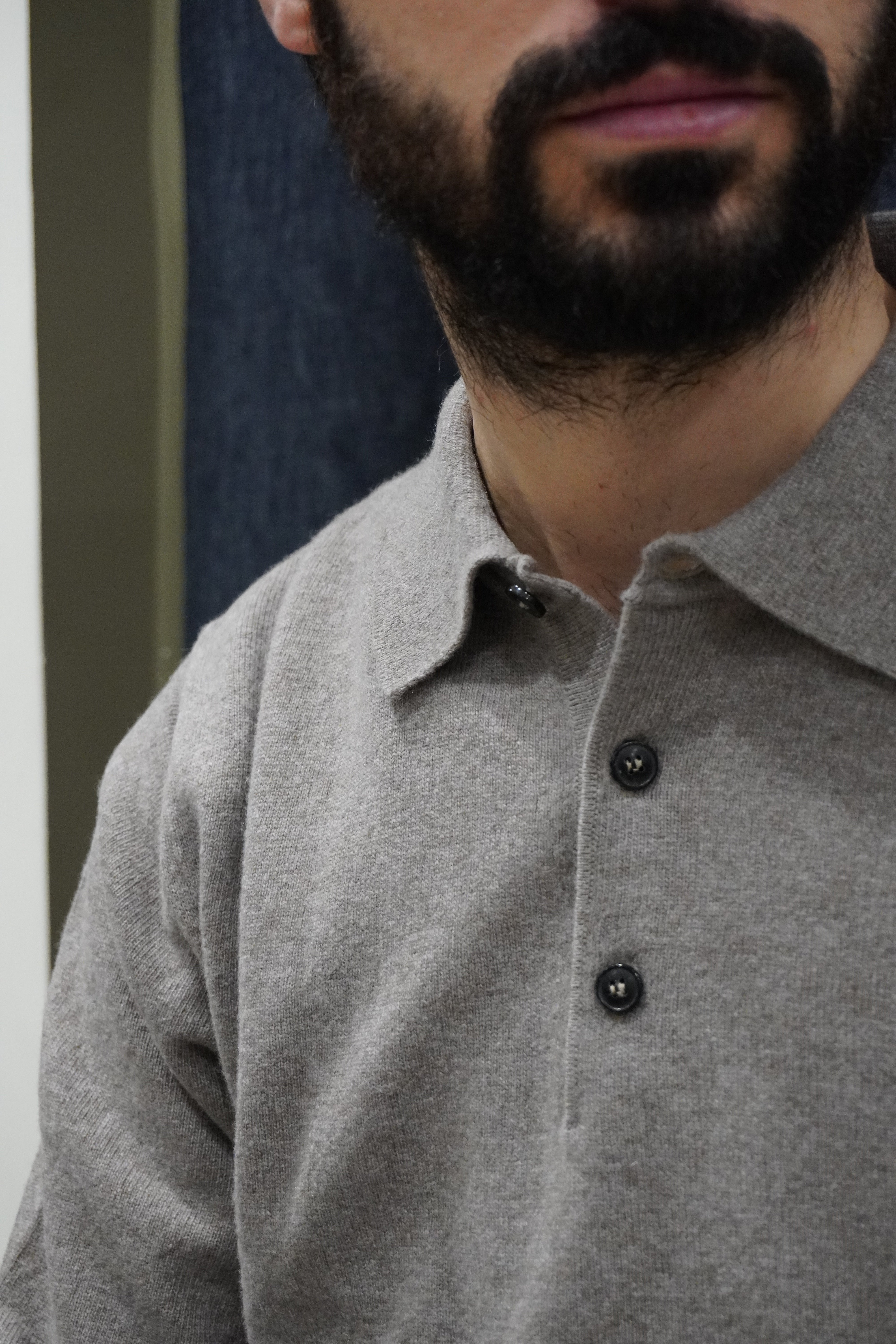 Jeordie's Polo 3 Bottoni Cashmere Cenere