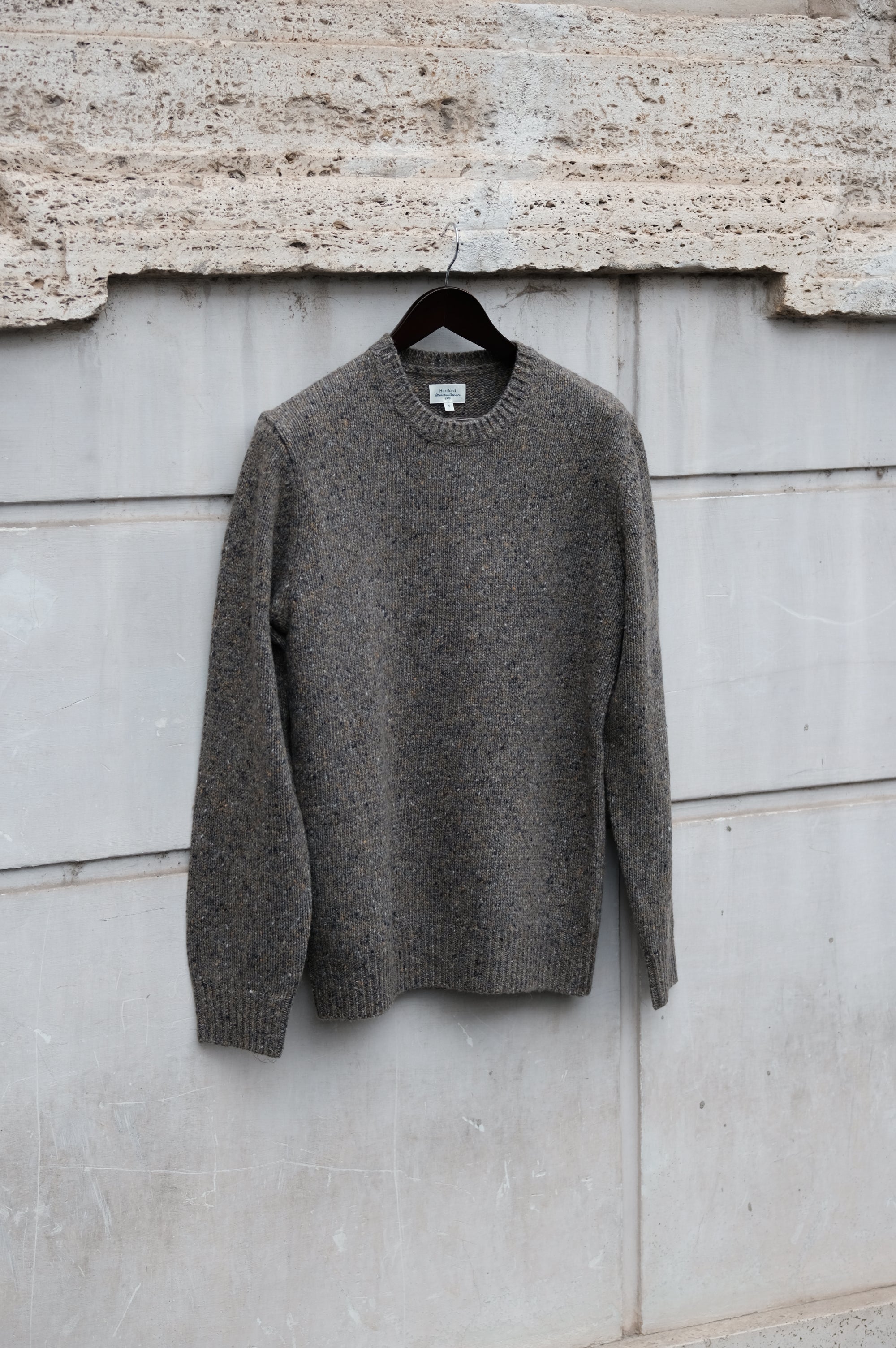 Hartford Pullover Donegal Crew-Mushroom