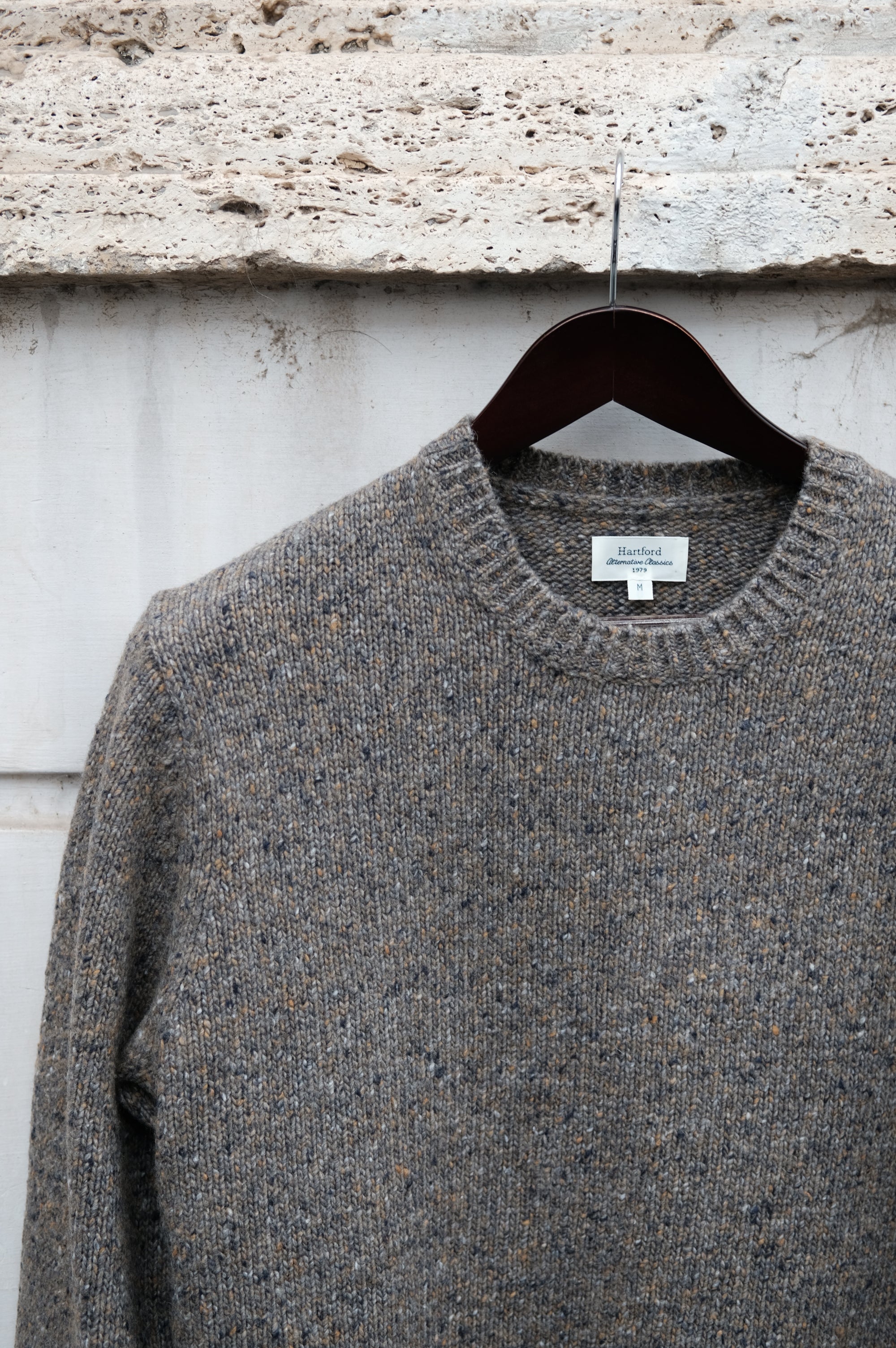 Hartford Pullover Donegal Crew-Mushroom