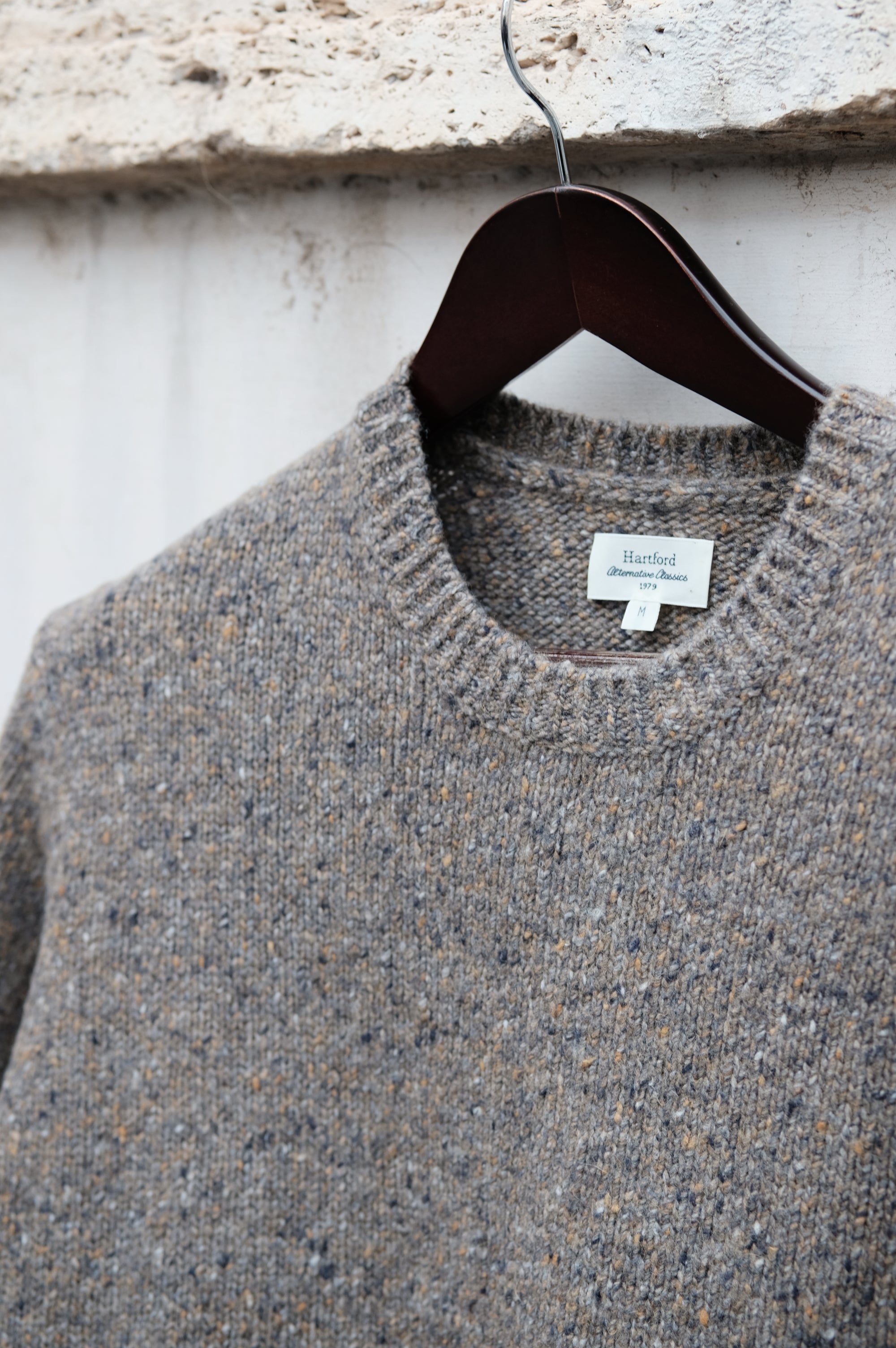 Hartford Pullover Donegal Crew-Mushroom