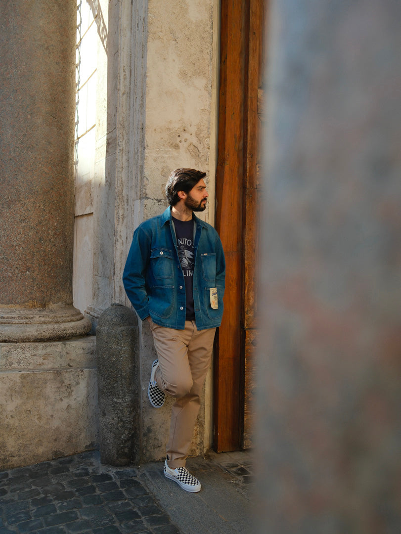 Universal Overall Middle Wash Denim Coverall Jacket