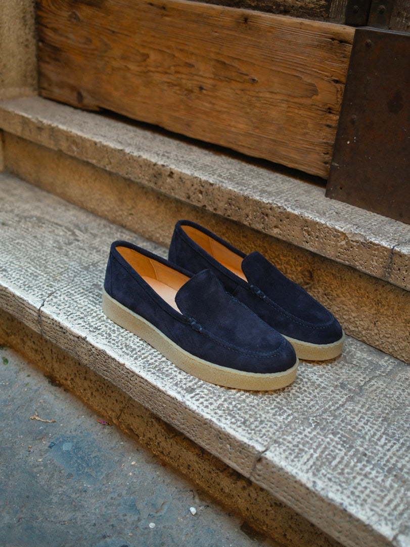 Manebì Suede Traveler Loafers Hamptons Patriot Blue