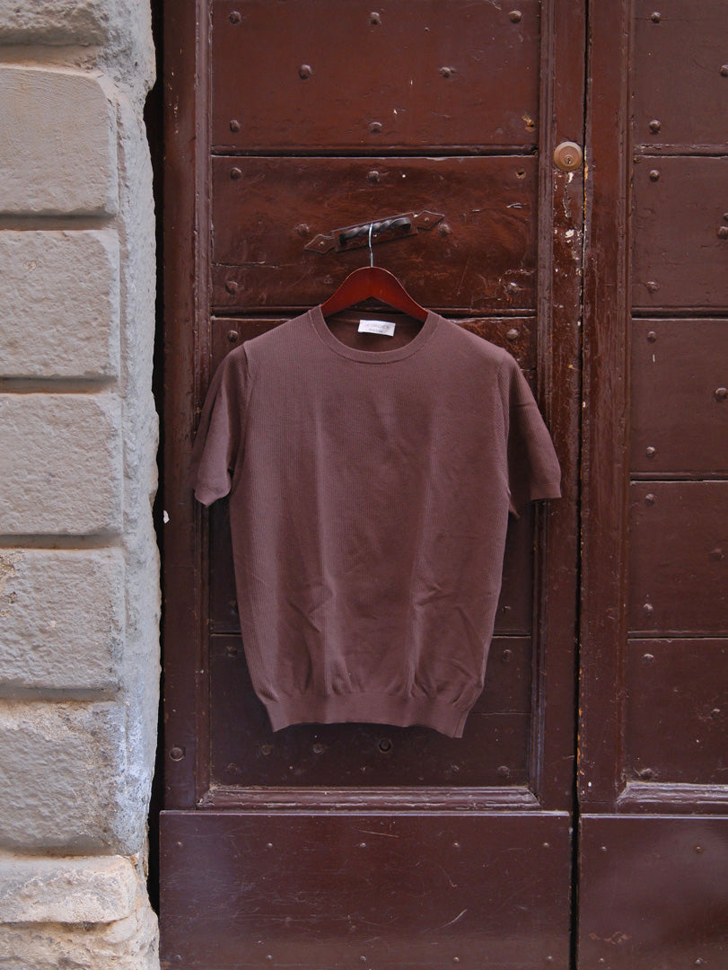 Jeordie's Maglia Girocollo MM Cotton Ice Crepe Sgranato Cioccolata