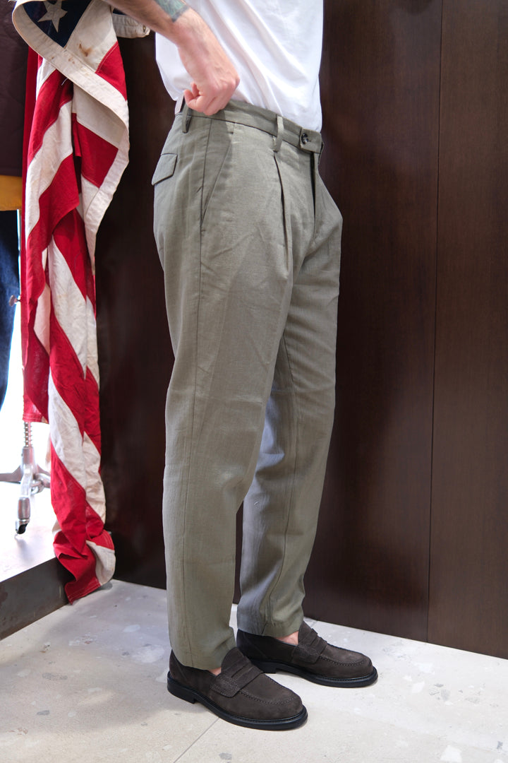 Gaffi & Co. Pantalone Dante Lino Militare