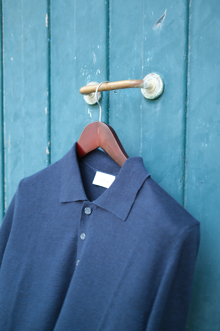 Gaffi & Co. Polo Bottoni Lino/Cotone Blu