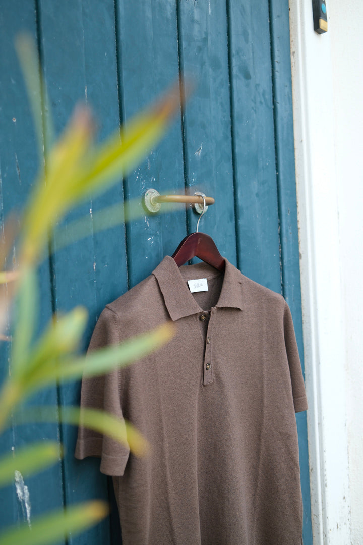 Gaffi & Co. Polo Bottoni Lino/Cotone Marrone