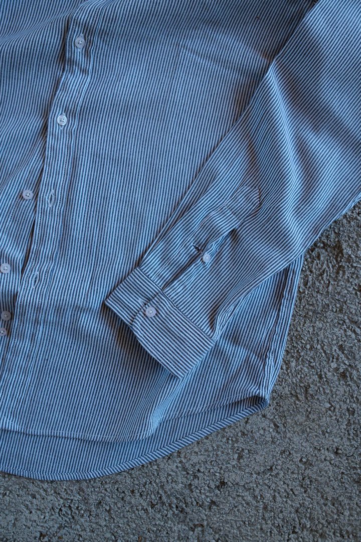 Gaffi & Co. Camicia Lino & Cotone Riga Blu