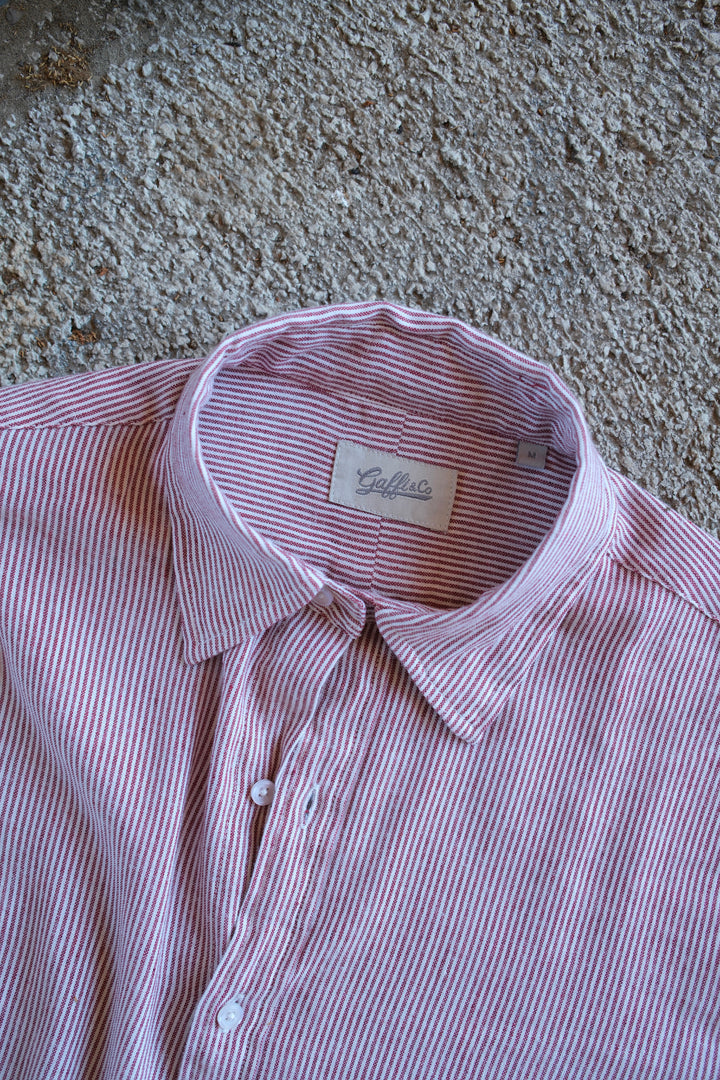 Gaffi & Co. Camicia Lino & Cotone Riga Rosso
