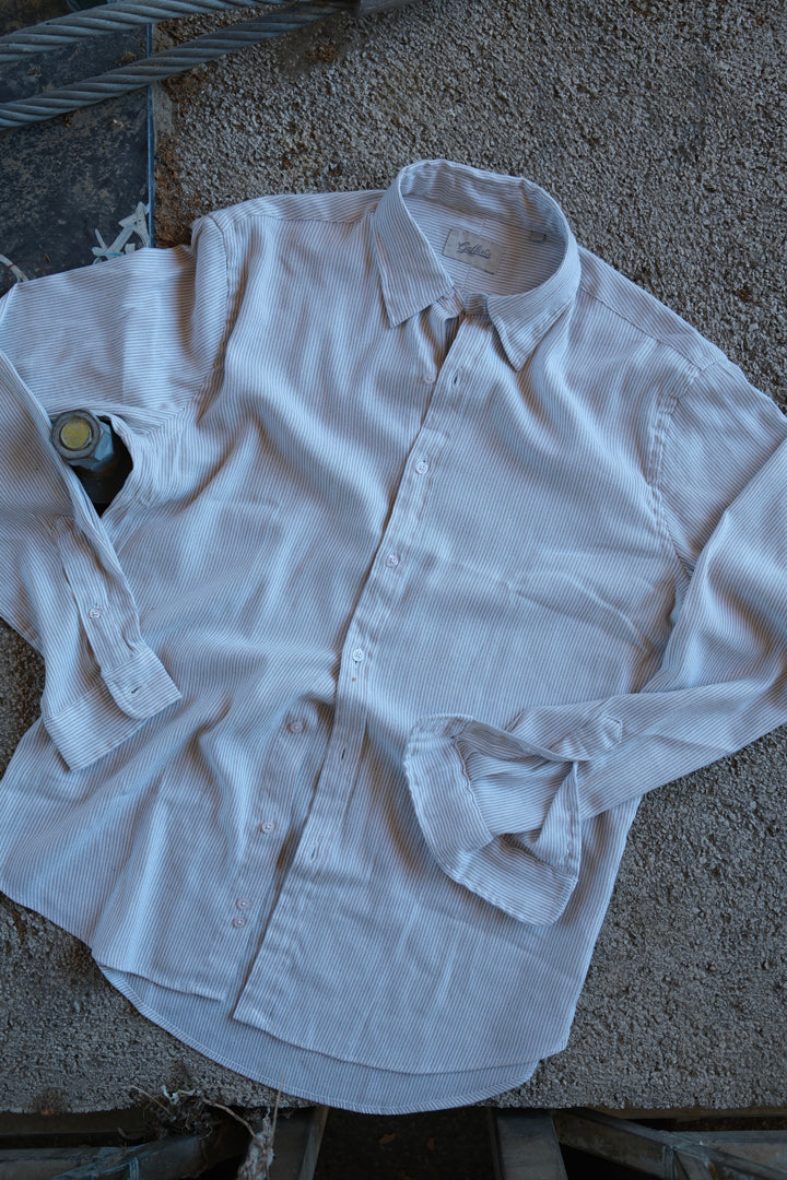 Gaffi & Co. Camicia Lino & Cotone Riga Sabbia