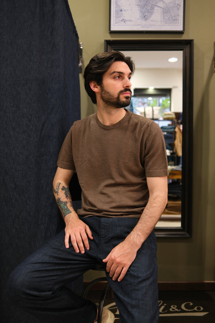 Gaffi & Co. T-Shirt Lino/Cot Marrone
