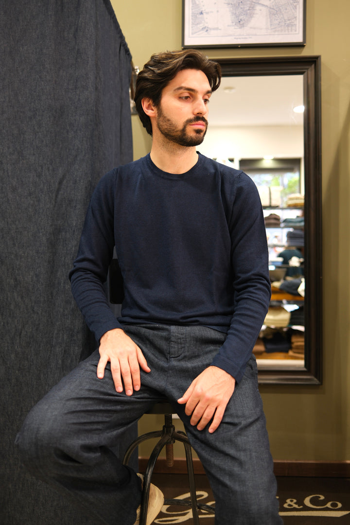 Gaffi & Co. T-Shirt Lino/Cot M/L Blu
