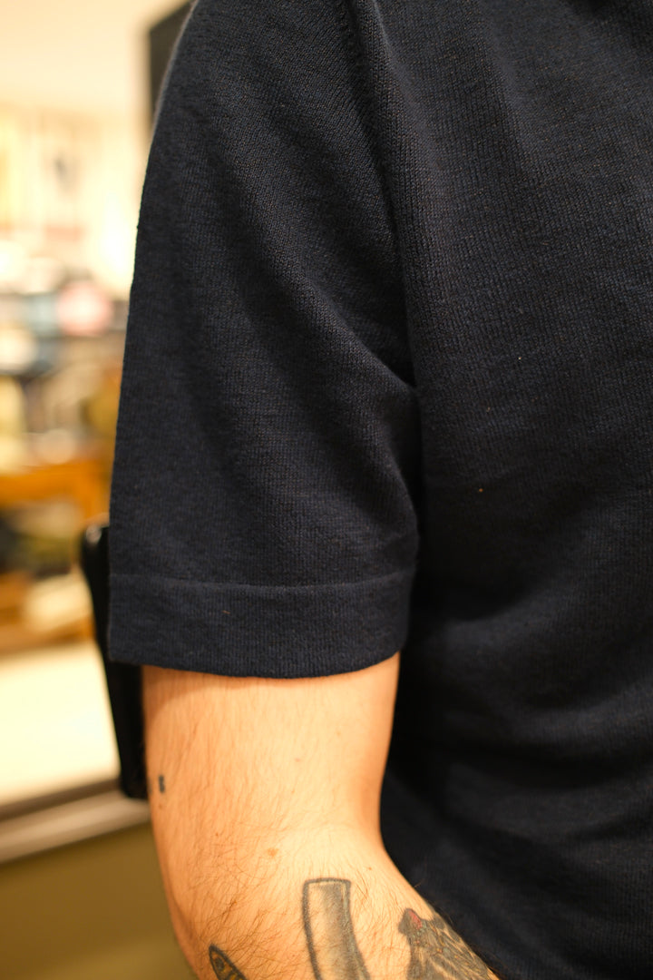 Gaffi & Co. Polo Bottoni Lino/Cotone Blu