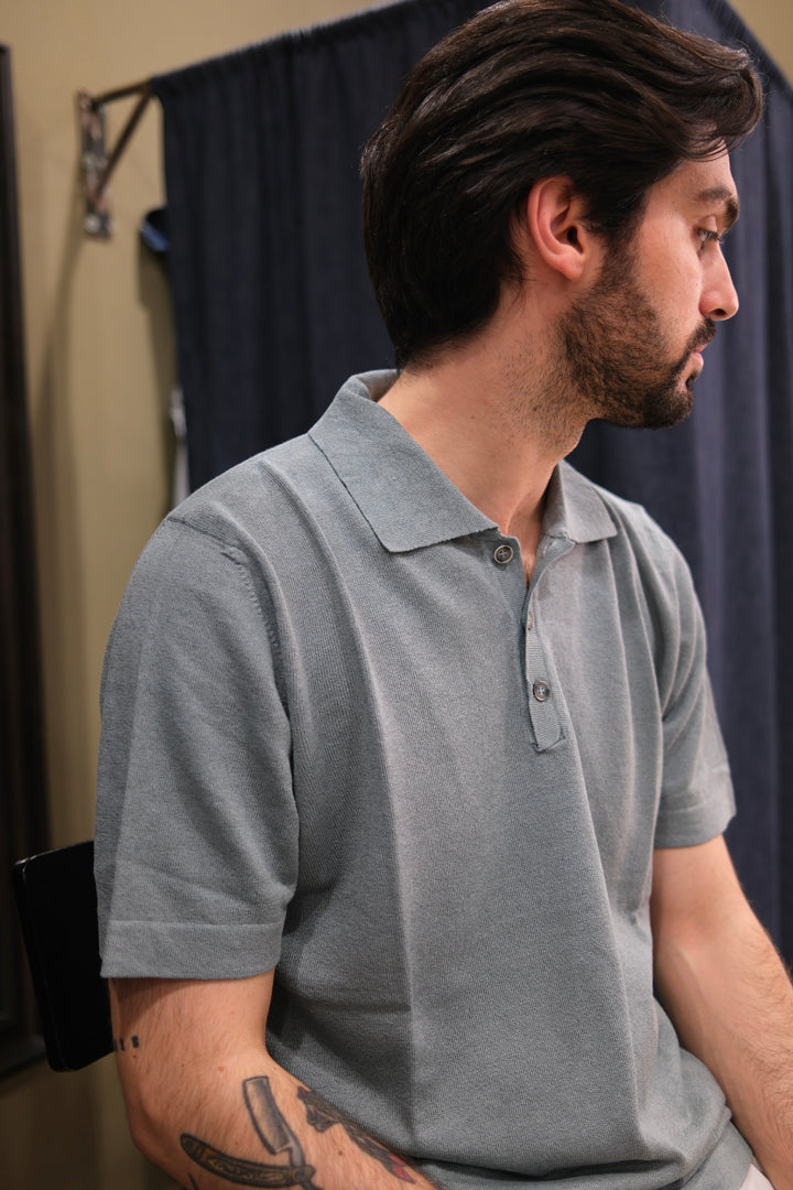 Gaffi & Co. Polo Bottoni Lino/Cotone Alga