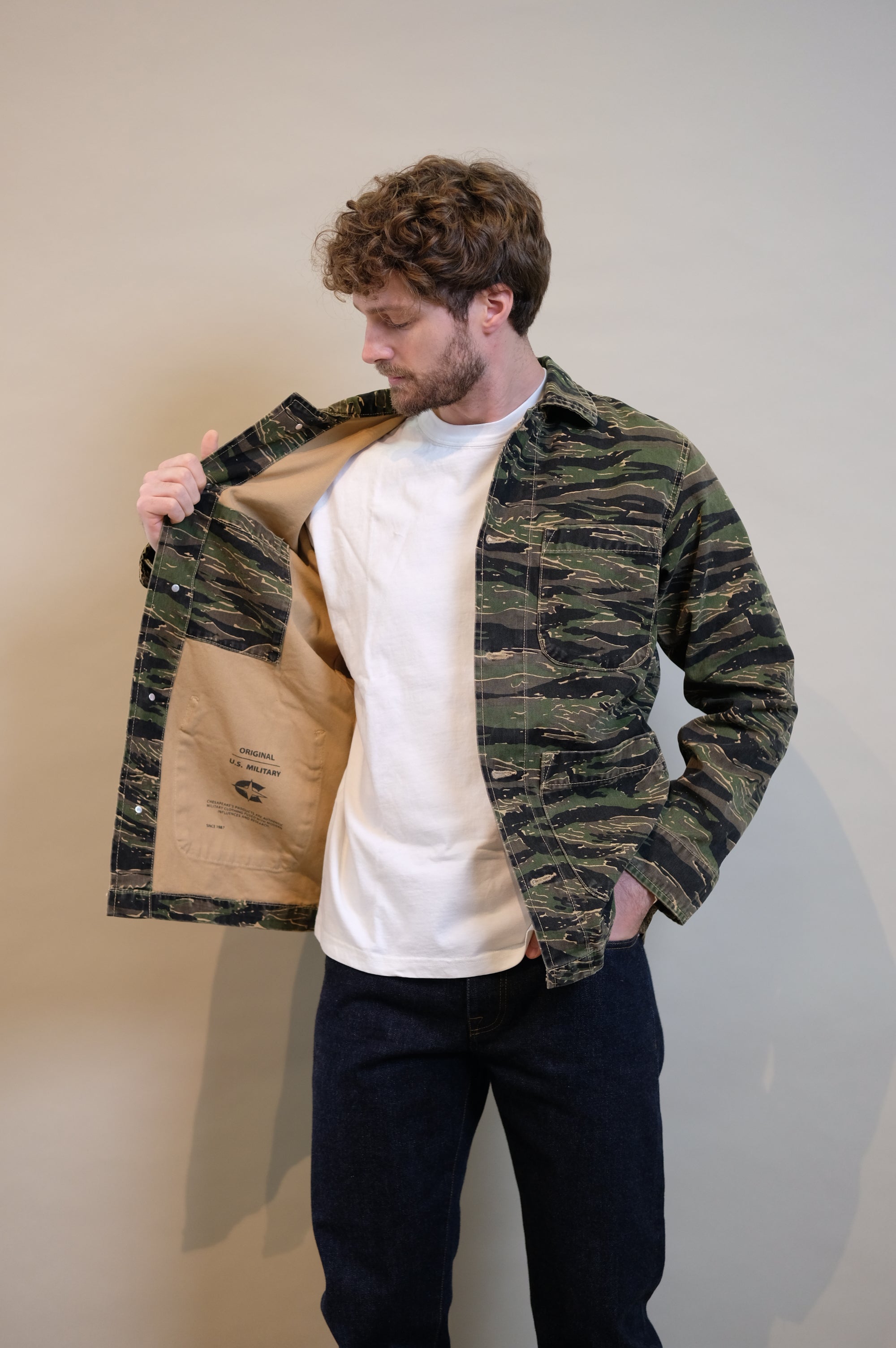 Chesapeake's Work Jacket Canvas St. Malo Tiger Stripe