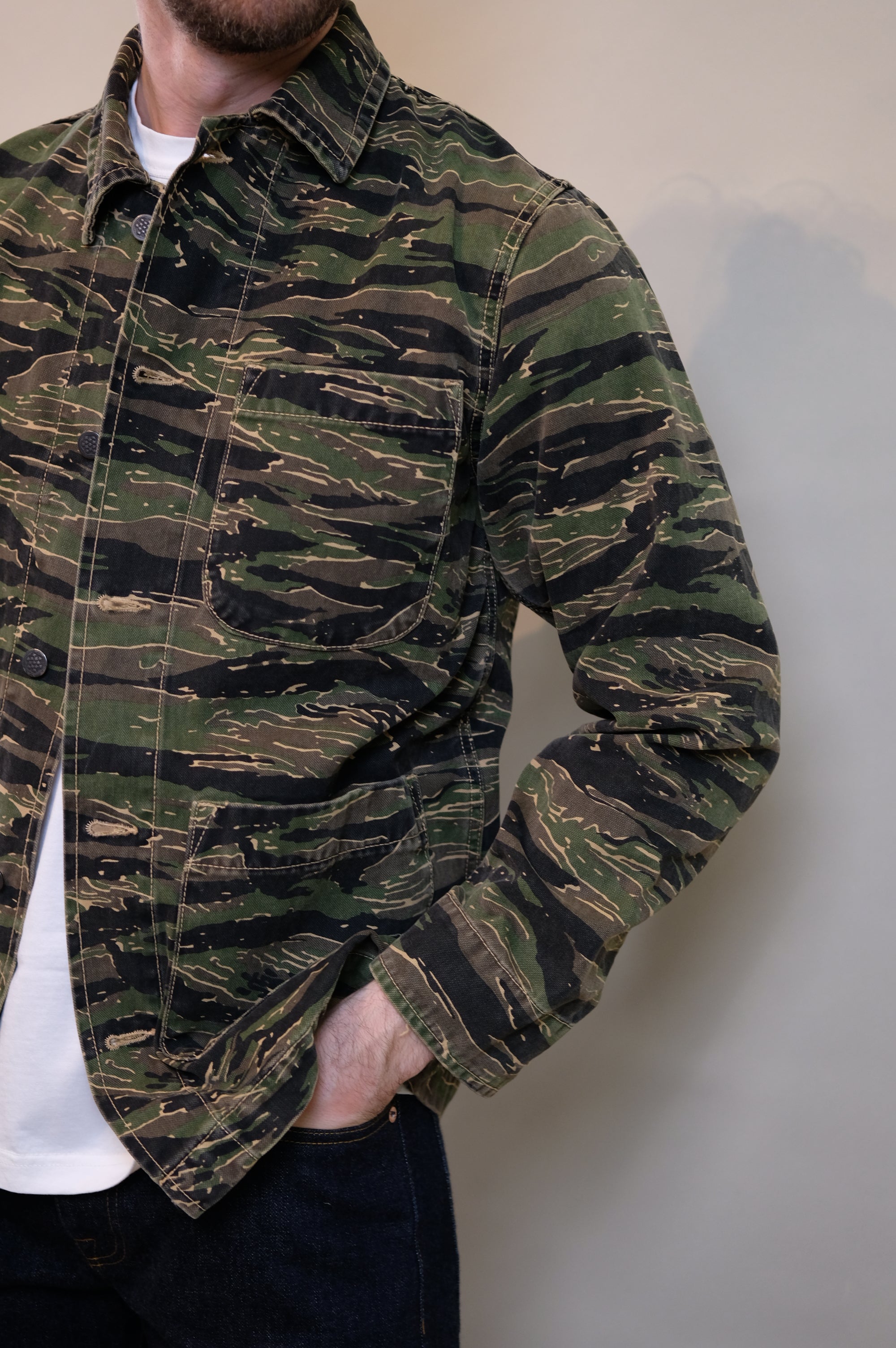 Chesapeake's Work Jacket Canvas St. Malo Tiger Stripe