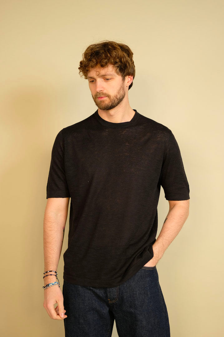 Gaffi & Co. T-Shirt Lavandou Lino/Cot. Nero  2151
