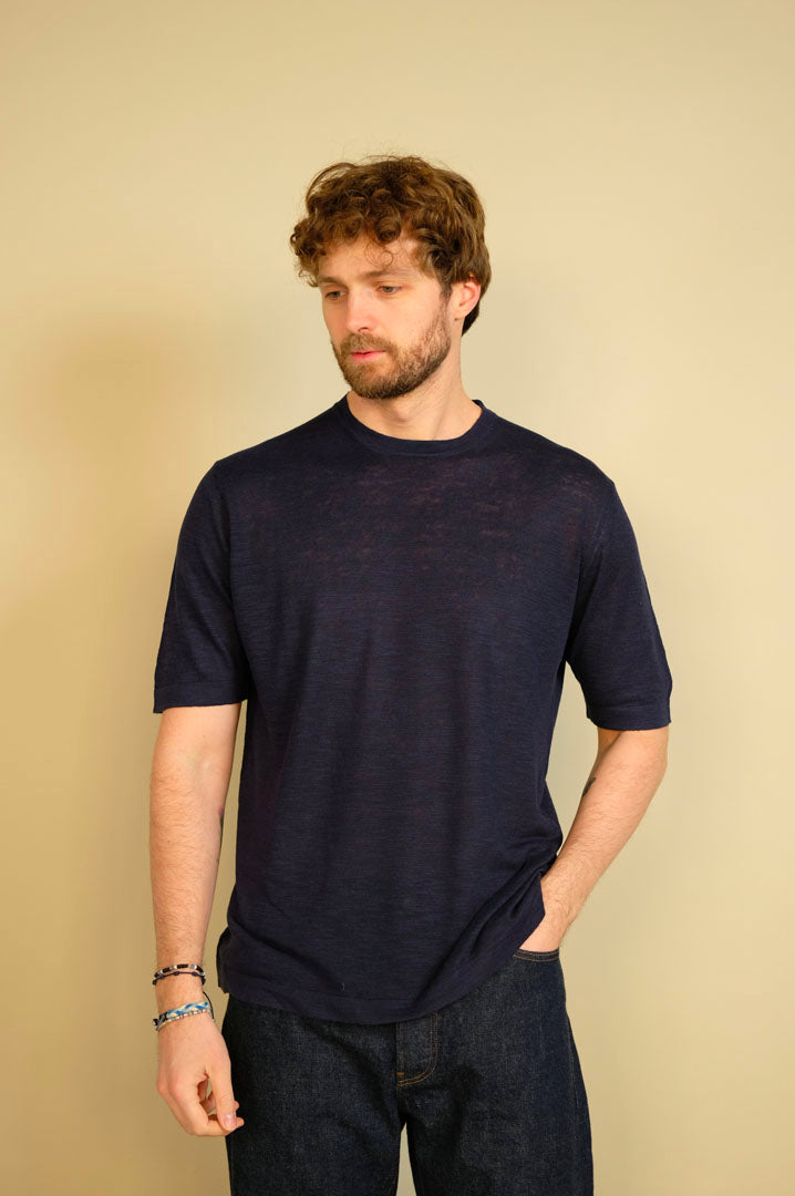 Gaffi & Co. T-Shirt Lavandou Lino/Cot. Blu  2151