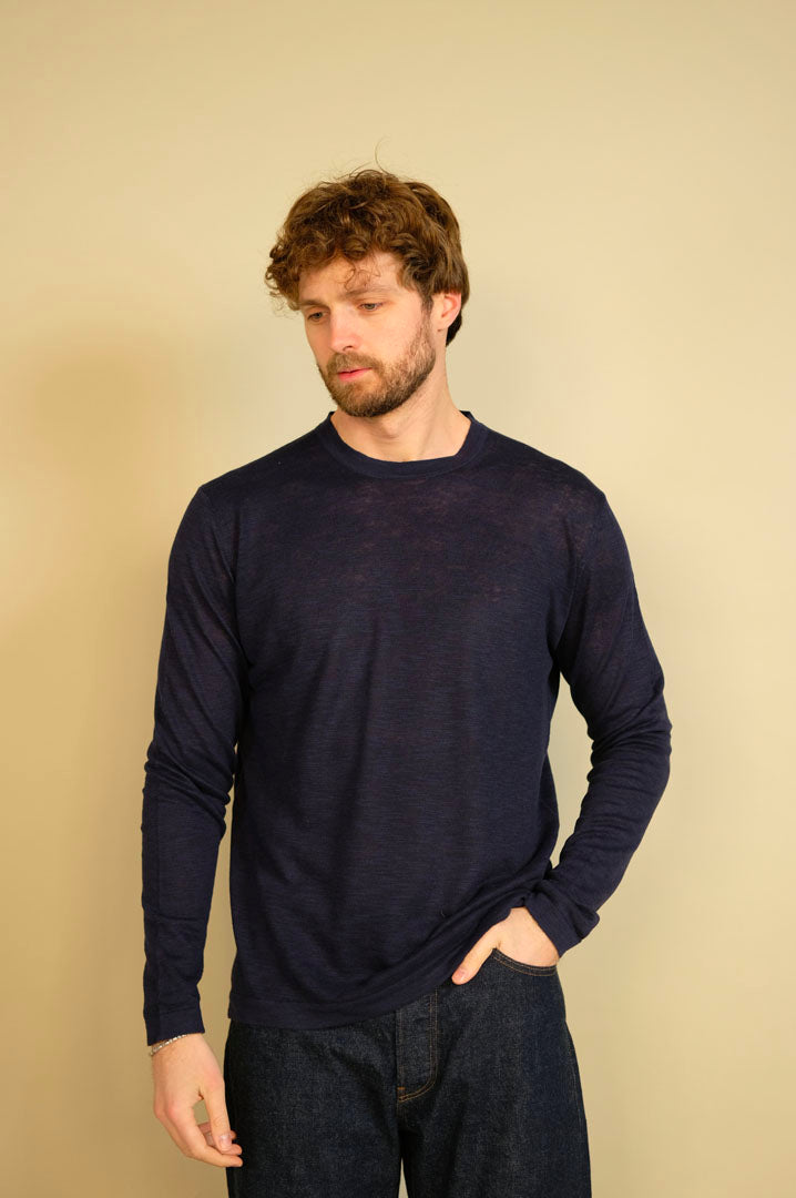 Gaffi & Co. T-Shirt Lavandou M/L Lino/Cot. Blu 2150