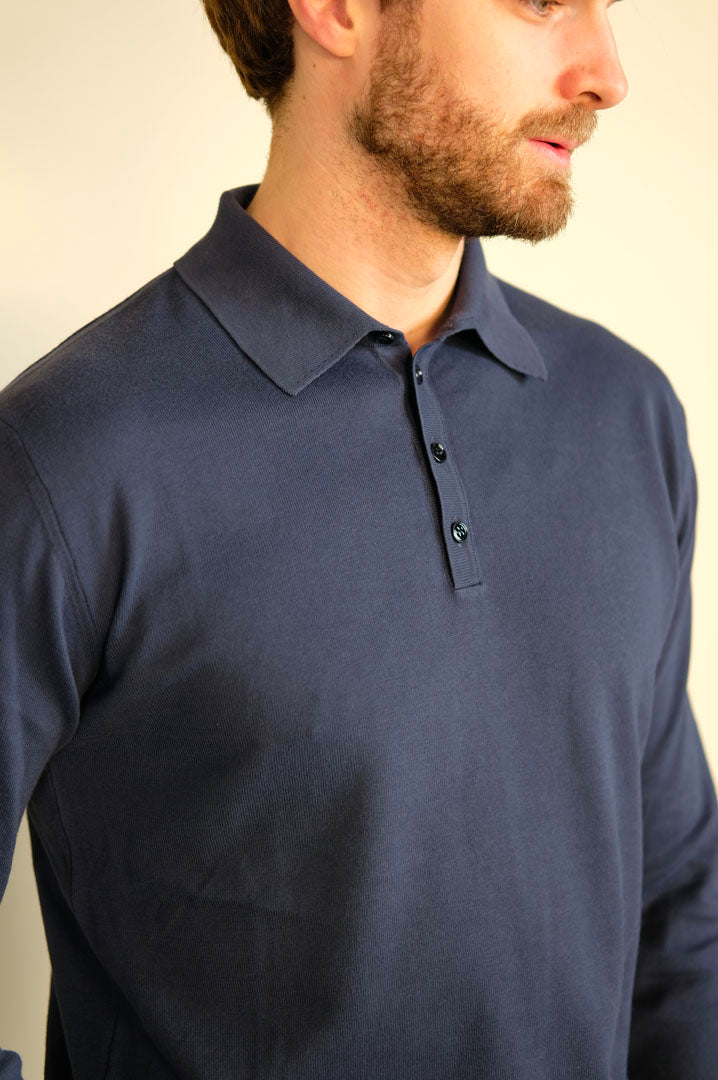Gaffi & Co. Polo Bottoni M/L 0858 Blu