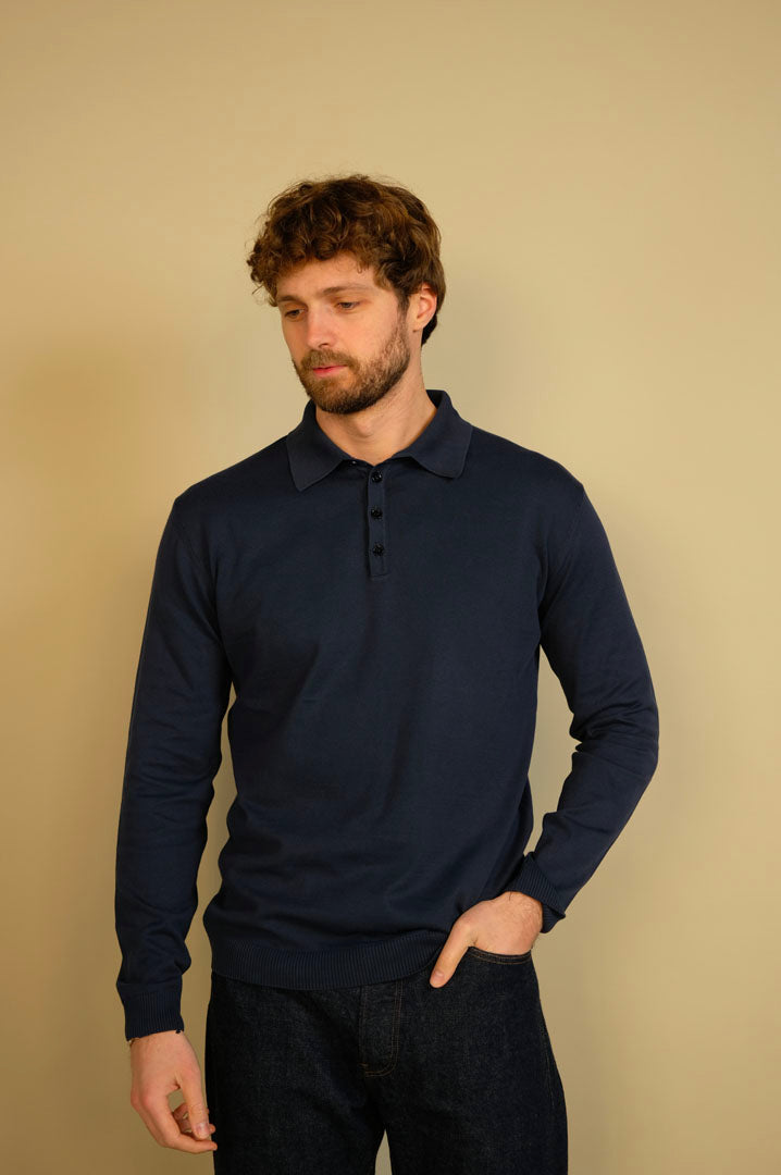 Gaffi & Co. Polo Bottoni M/L 0858 Blu