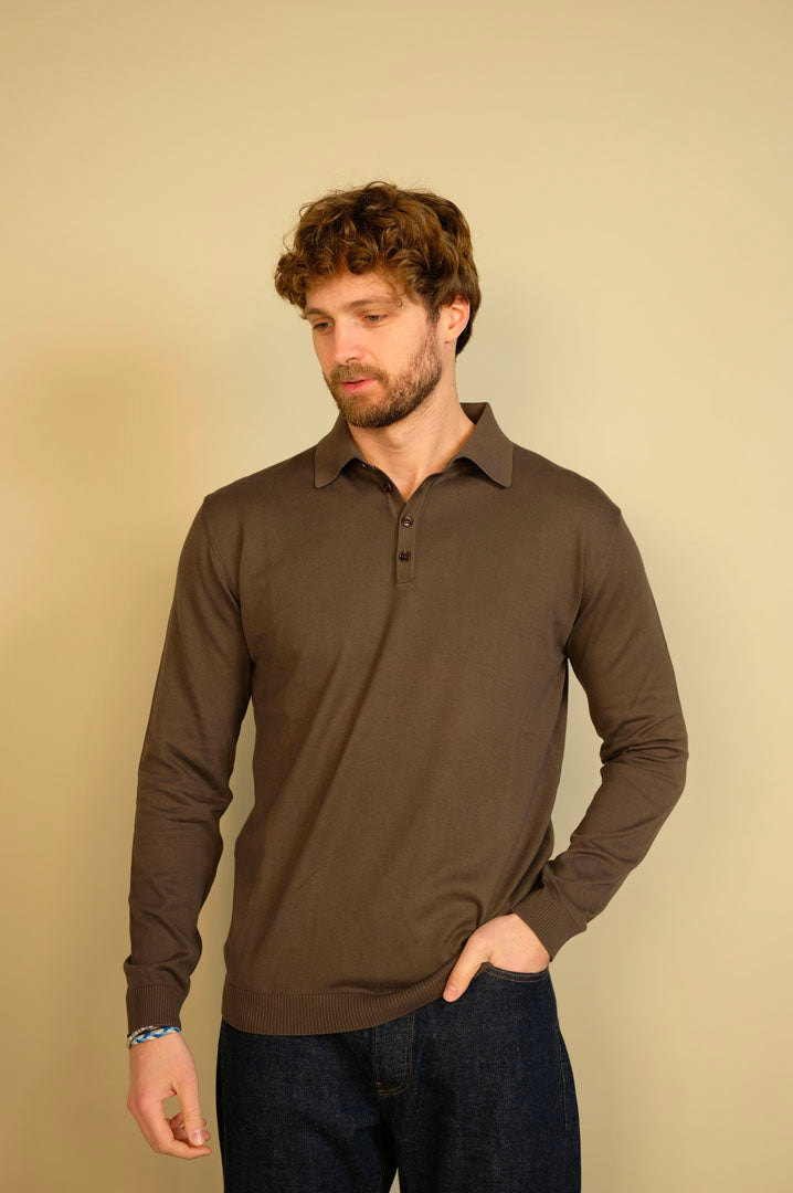 Gaffi & Co. Polo Bottoni M/L 0858 Caffè