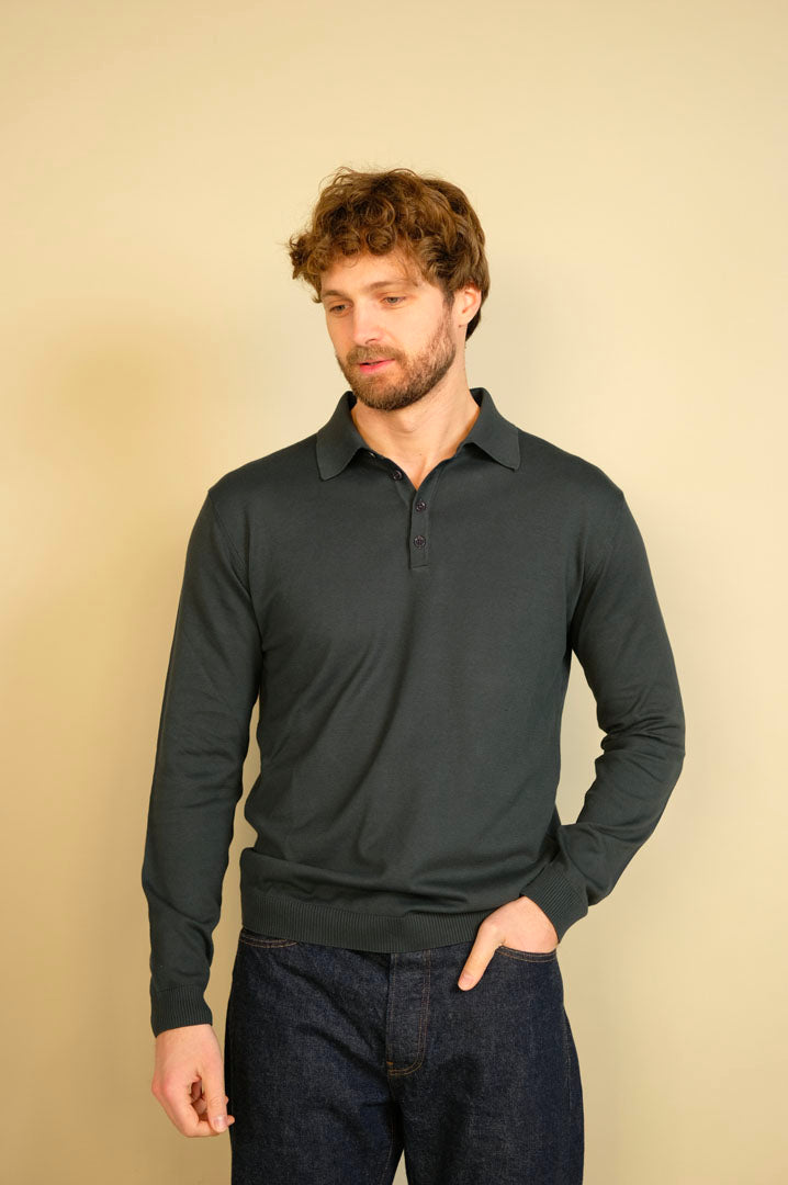 Gaffi & Co. Polo Bottoni M/L 0858 Antracite