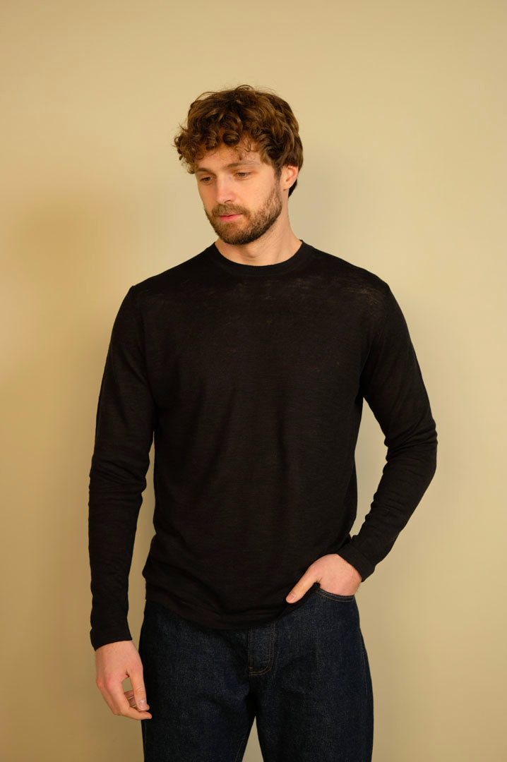 Gaffi & Co. T-Shirt Lavandou M/L Lino/Cot. Nero 2150
