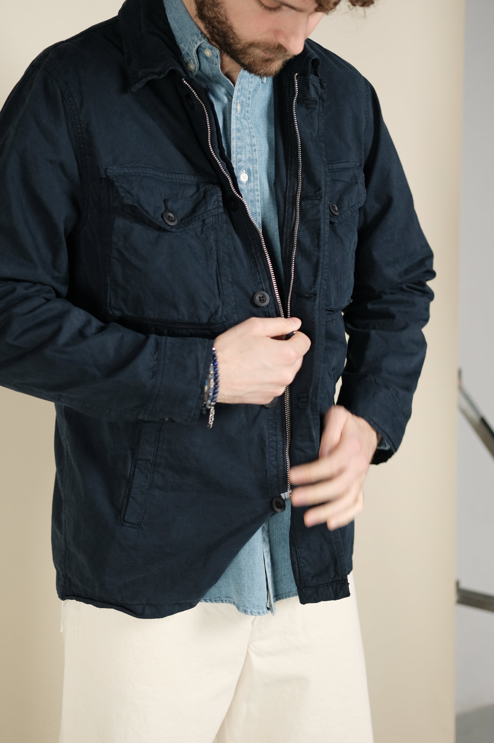 Hartford Jonah Woven Jacket Worker Blue
