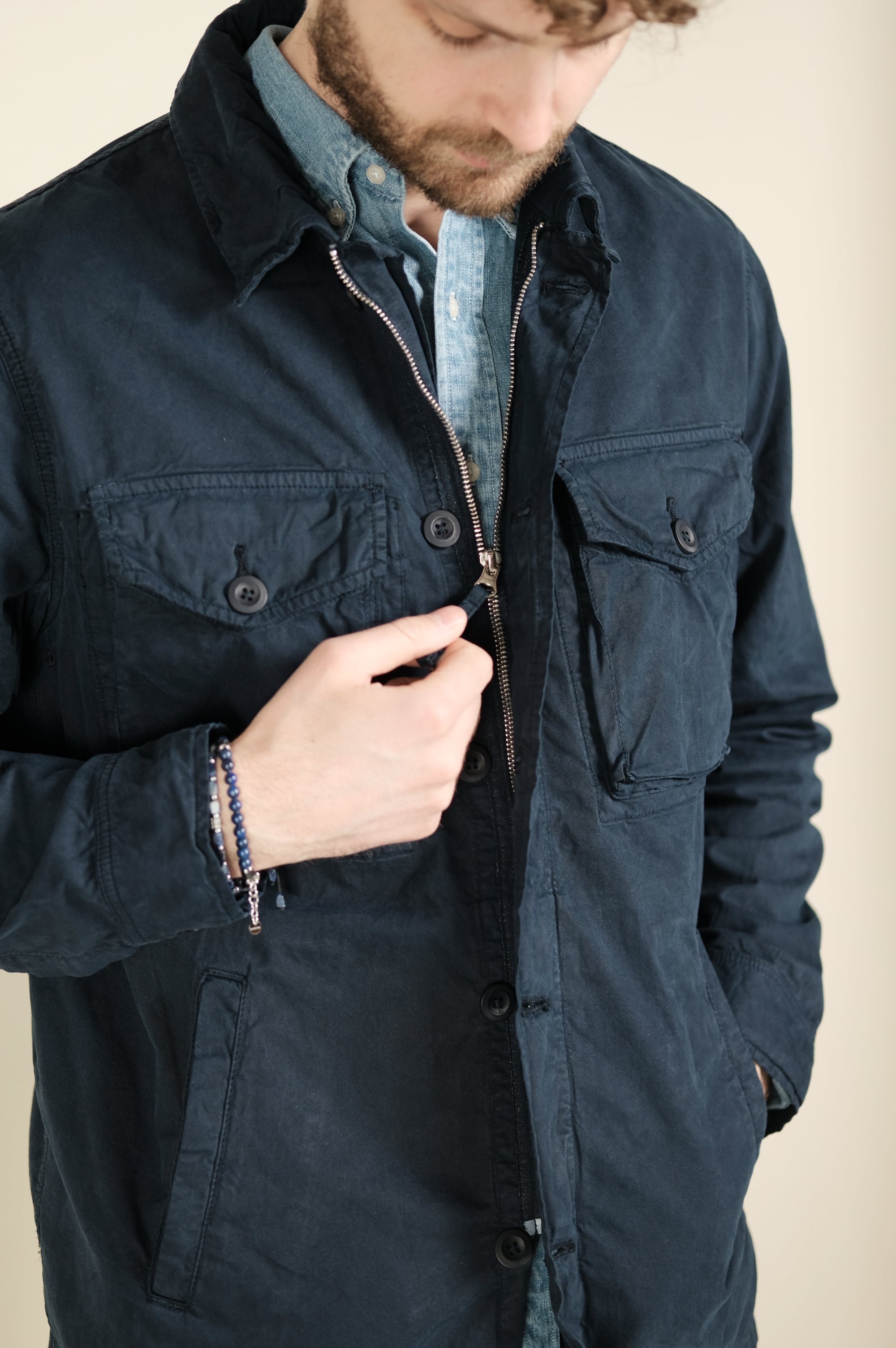 Hartford Jonah Woven Jacket Worker Blue