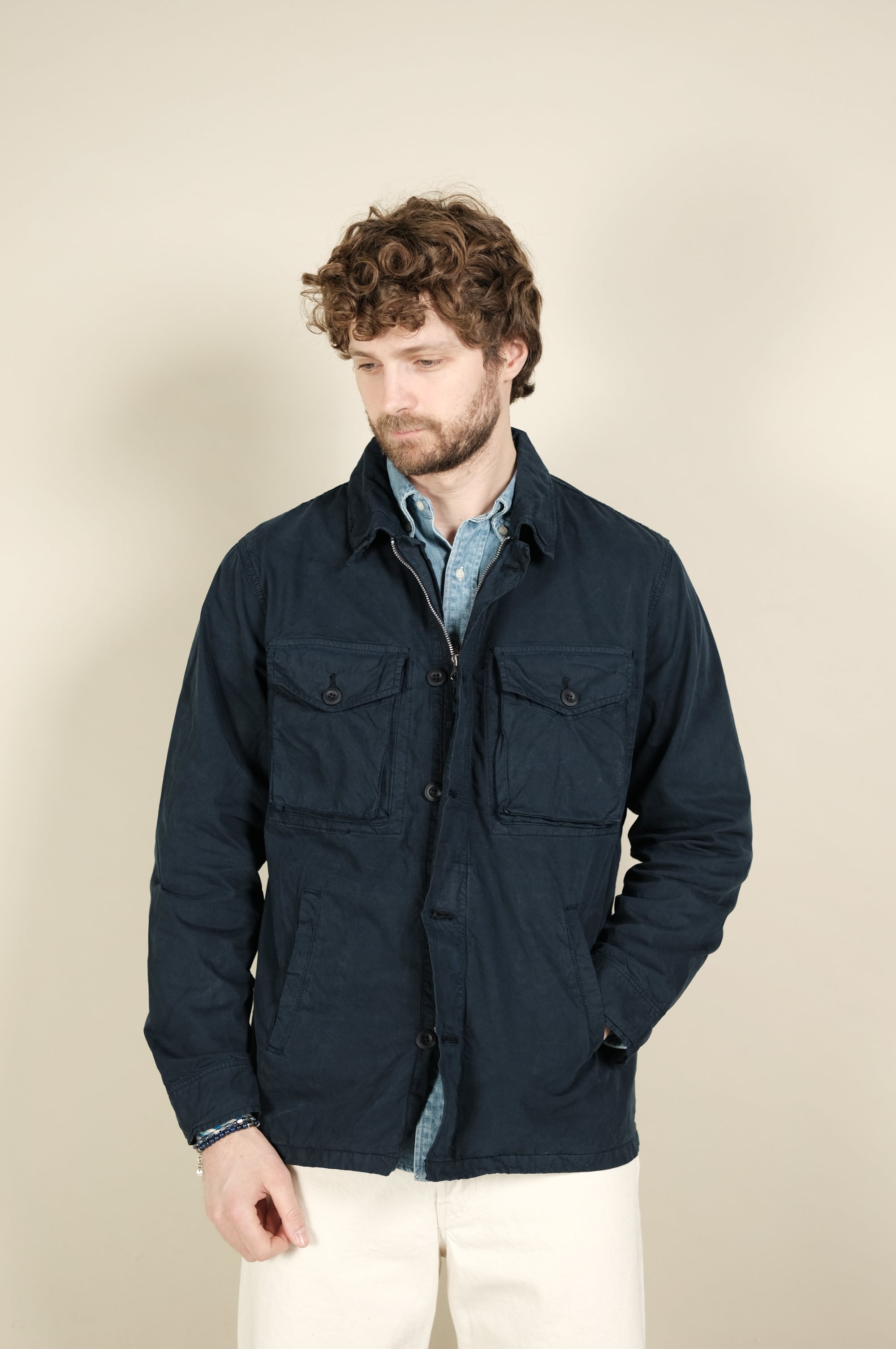 Hartford Jonah Woven Jacket Worker Blue