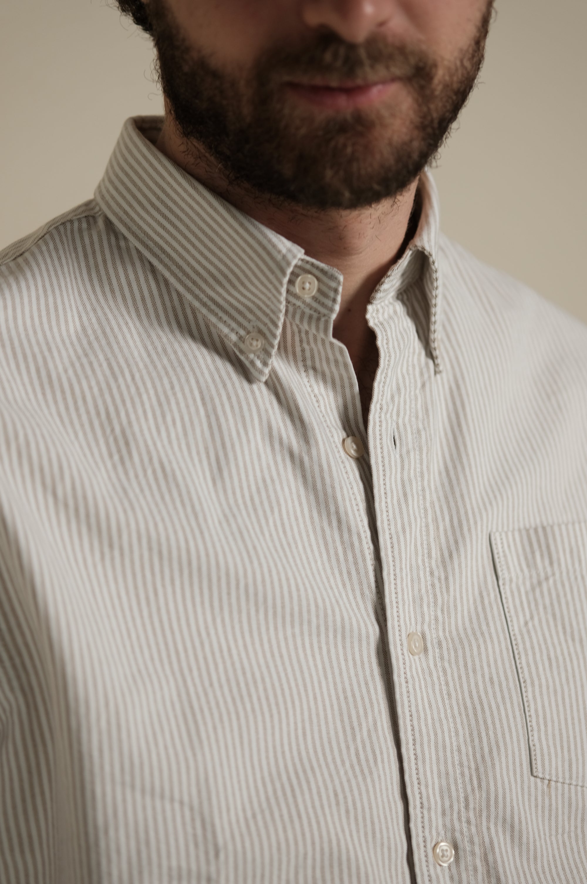 Gaffi & Co. Camicia Oxford Riga Sabbia