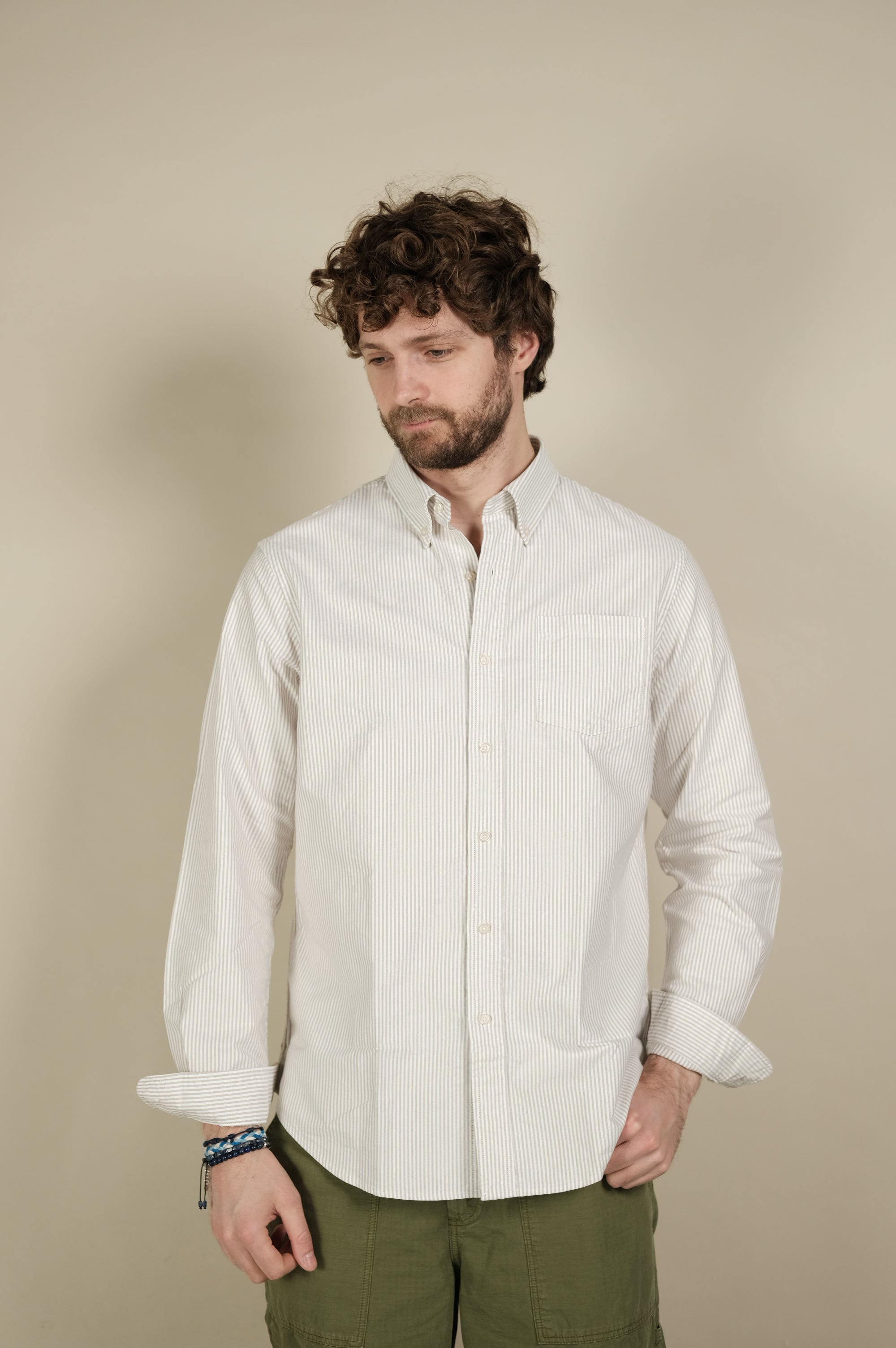 Gaffi & Co. Camicia Oxford Riga Sabbia