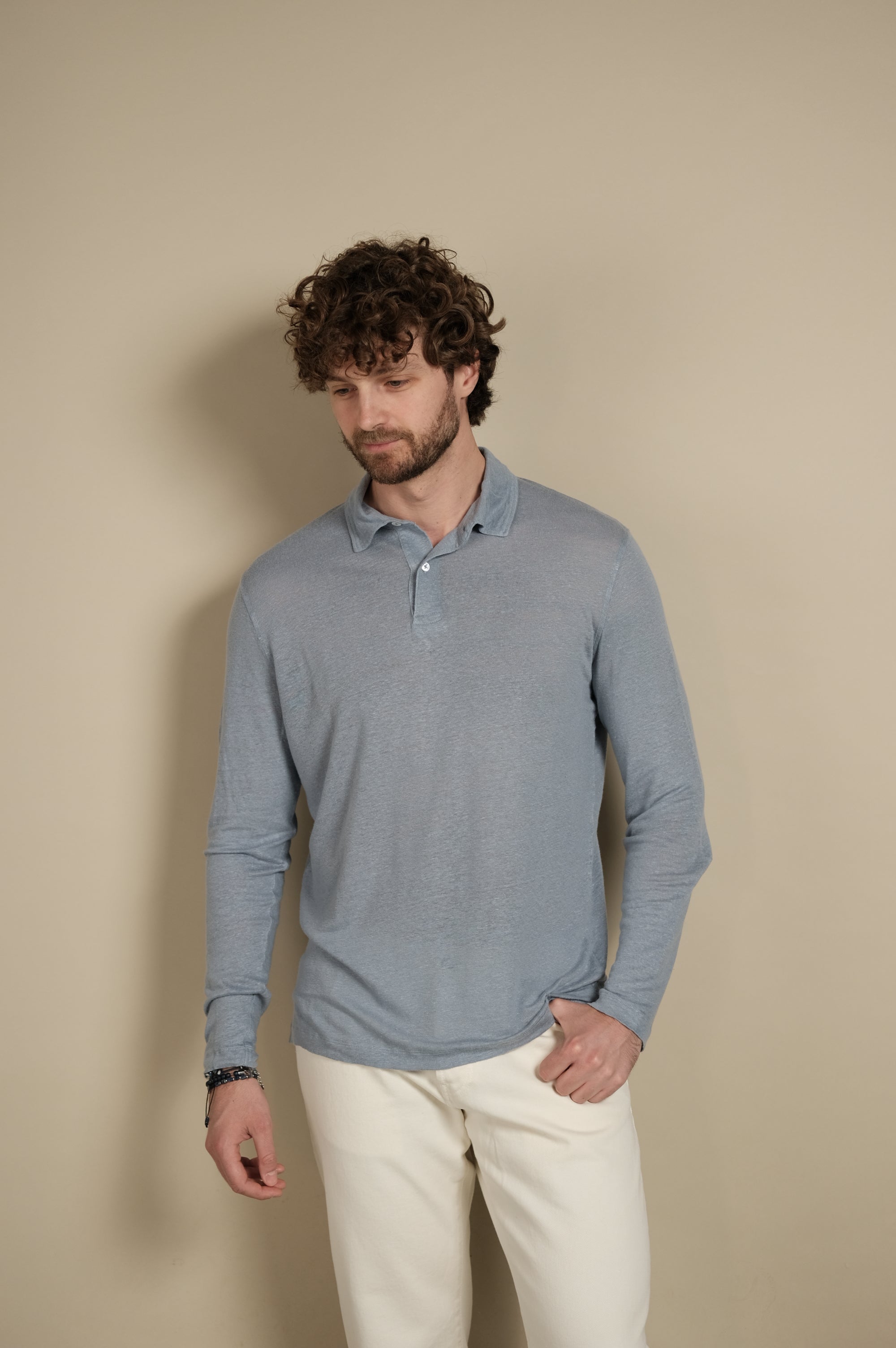 Hartford Polo M/L Lino Storm Blue